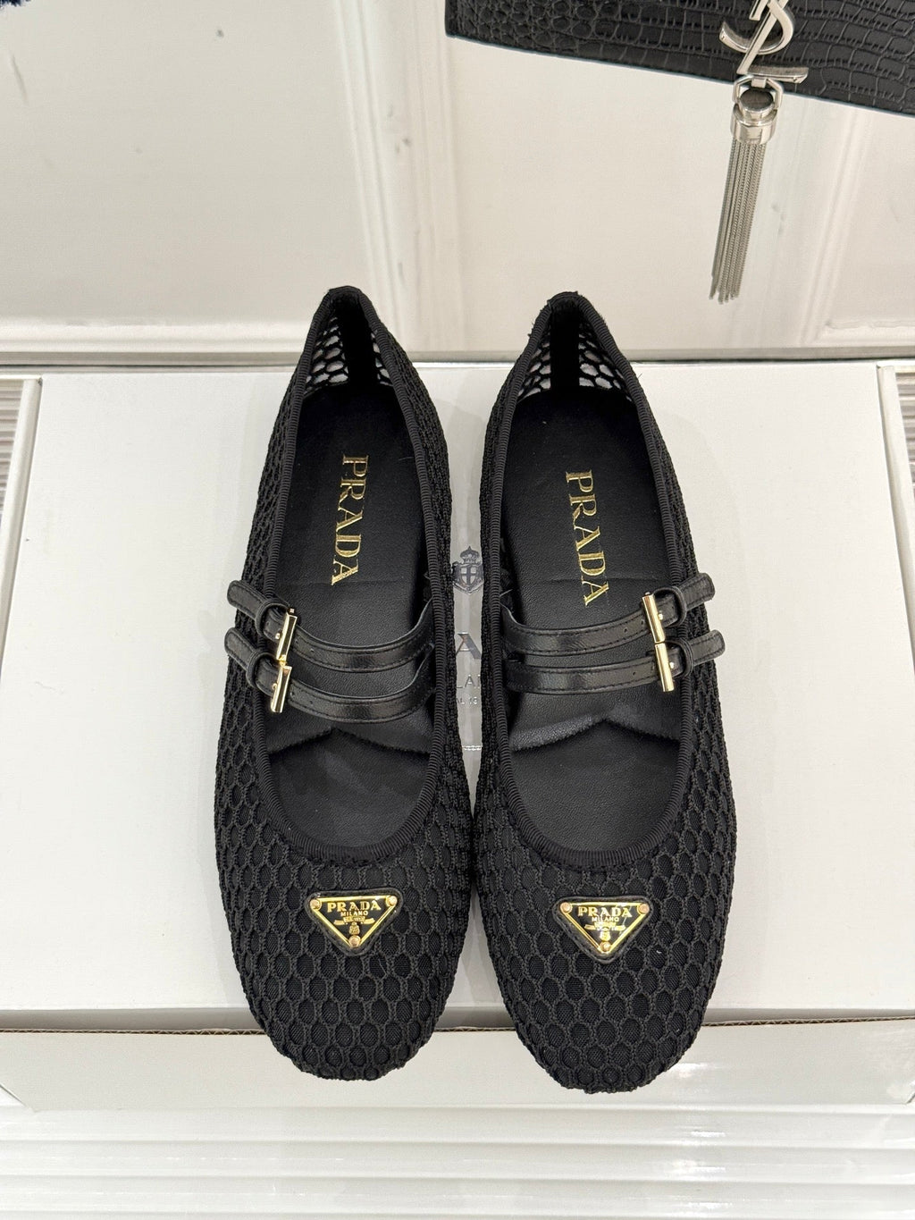 Prada Classic Mesh Mary Jane Flats