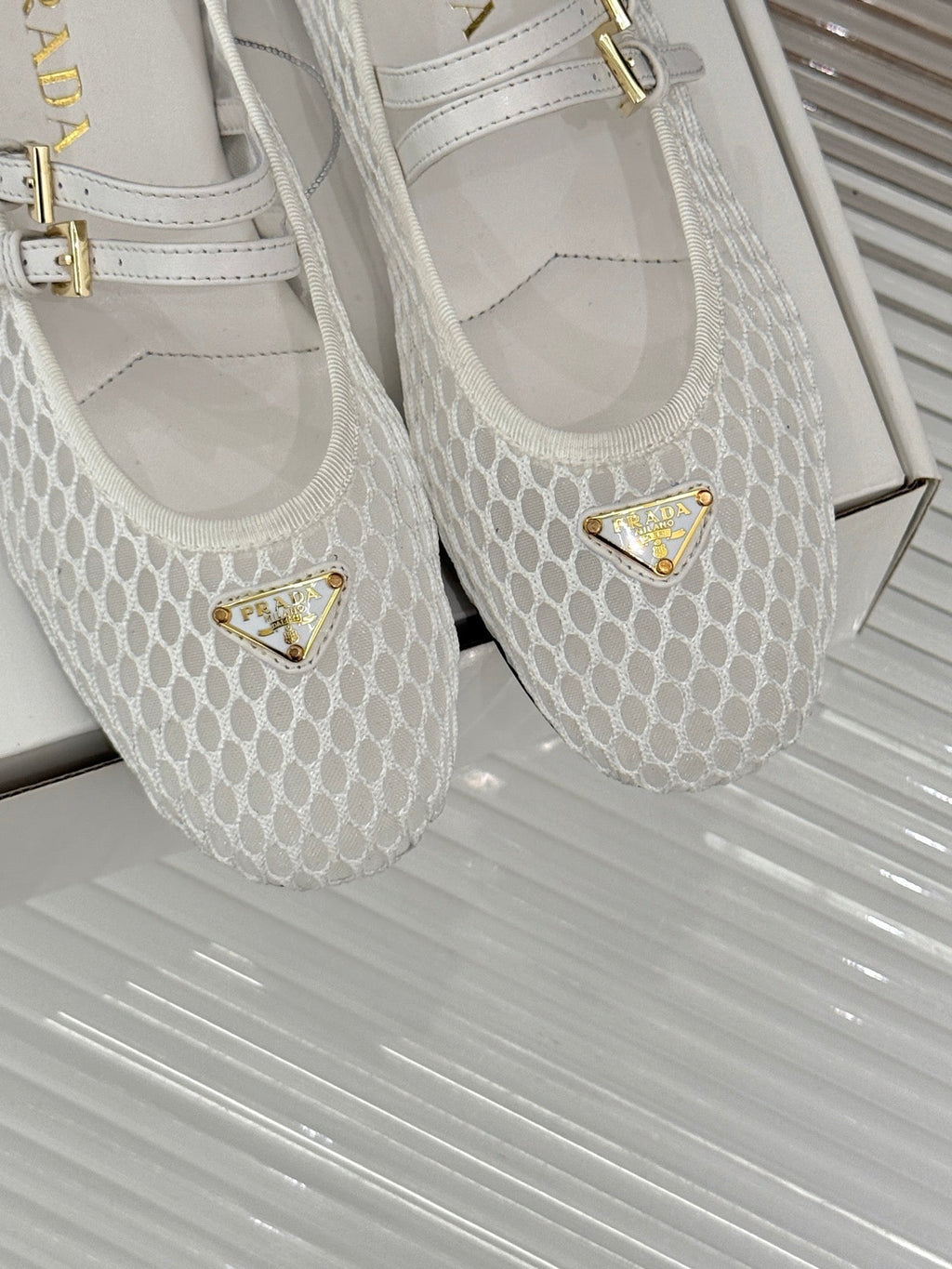 Prada Classic Mesh Mary Jane Flats