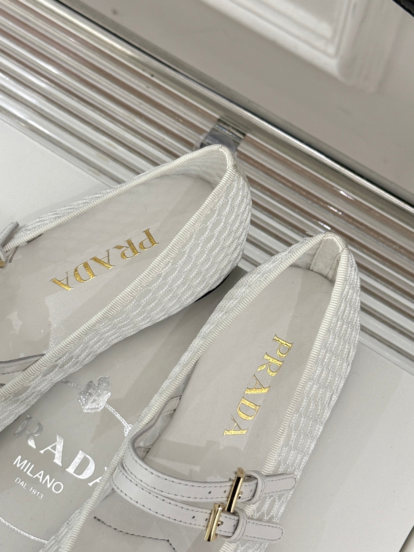 Prada Classic Mesh Mary Jane Flats
