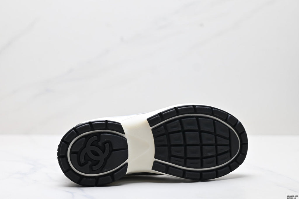 Chanel Leather Logo Low-Top Sneakers