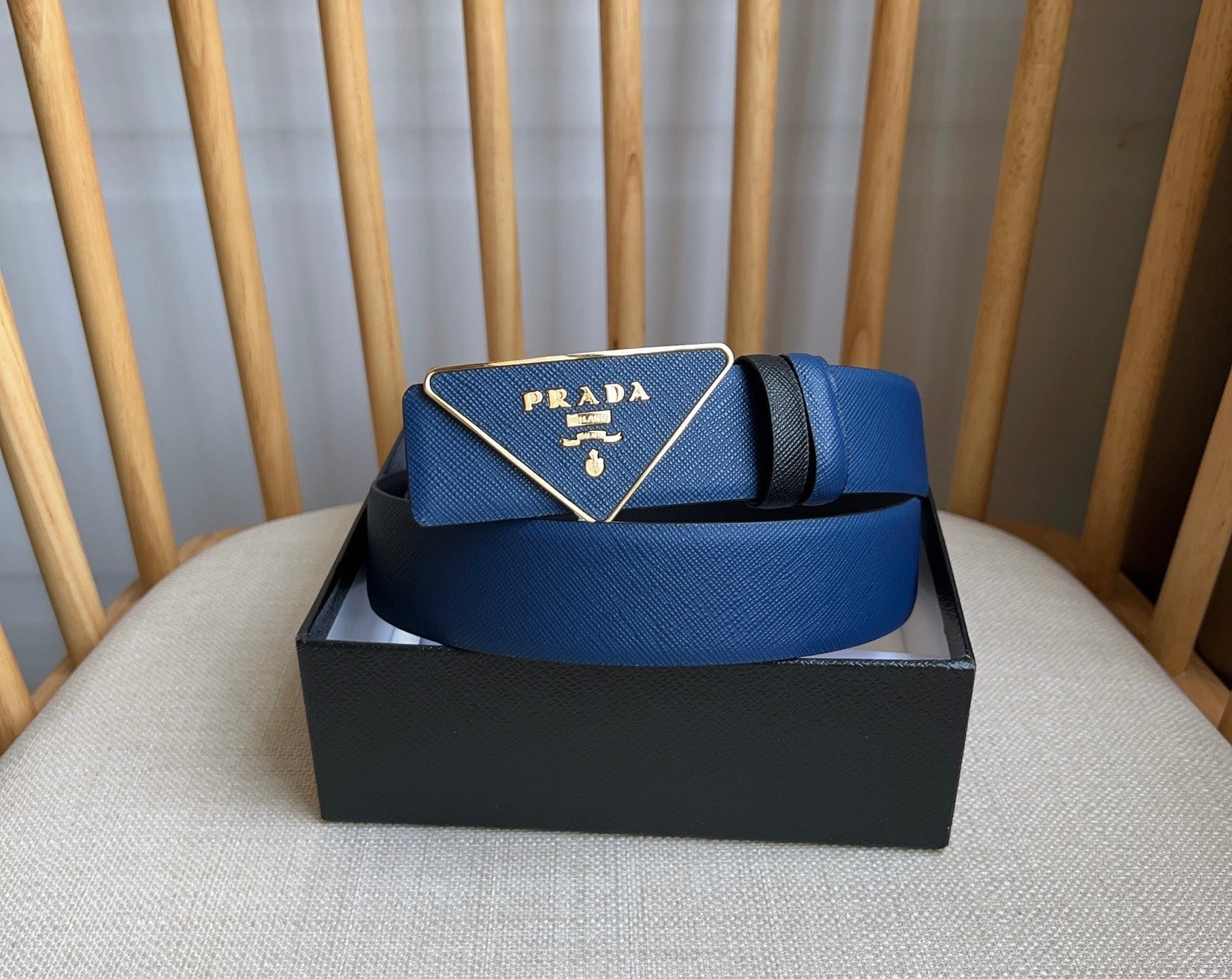 Prada Triangle Logo Buckle Belt