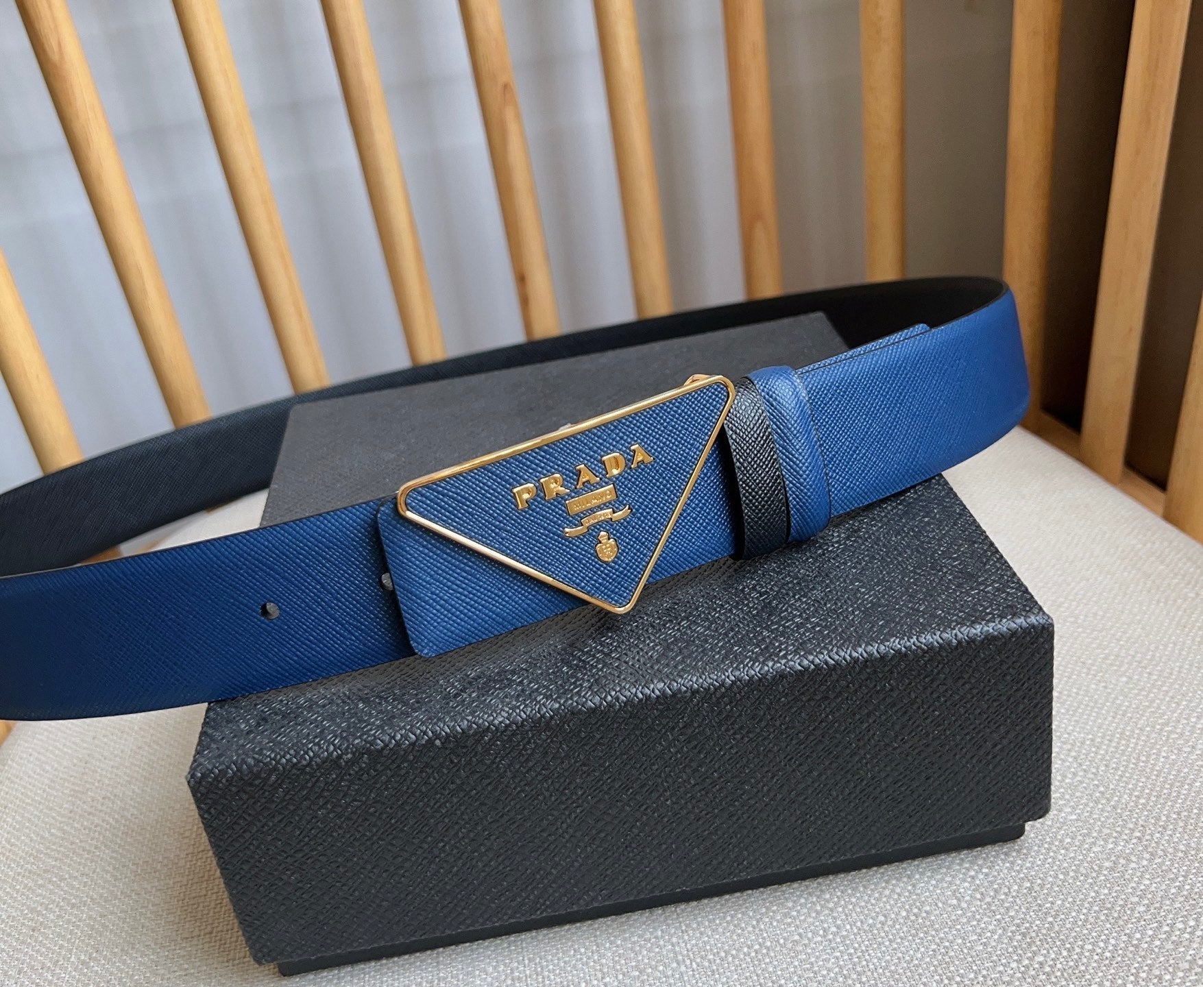 Prada Triangle Logo Buckle Belt