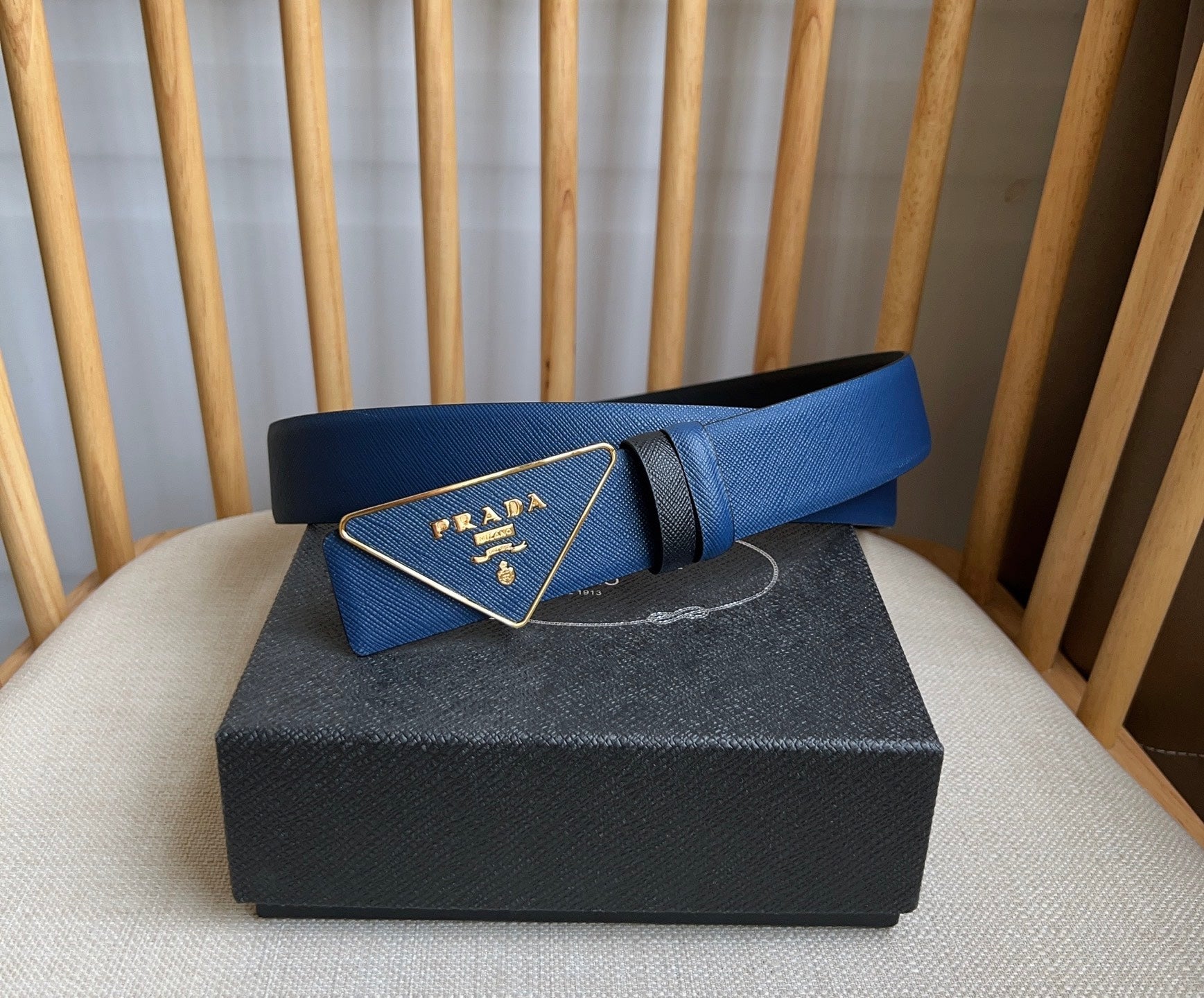 Prada Triangle Logo Buckle Belt