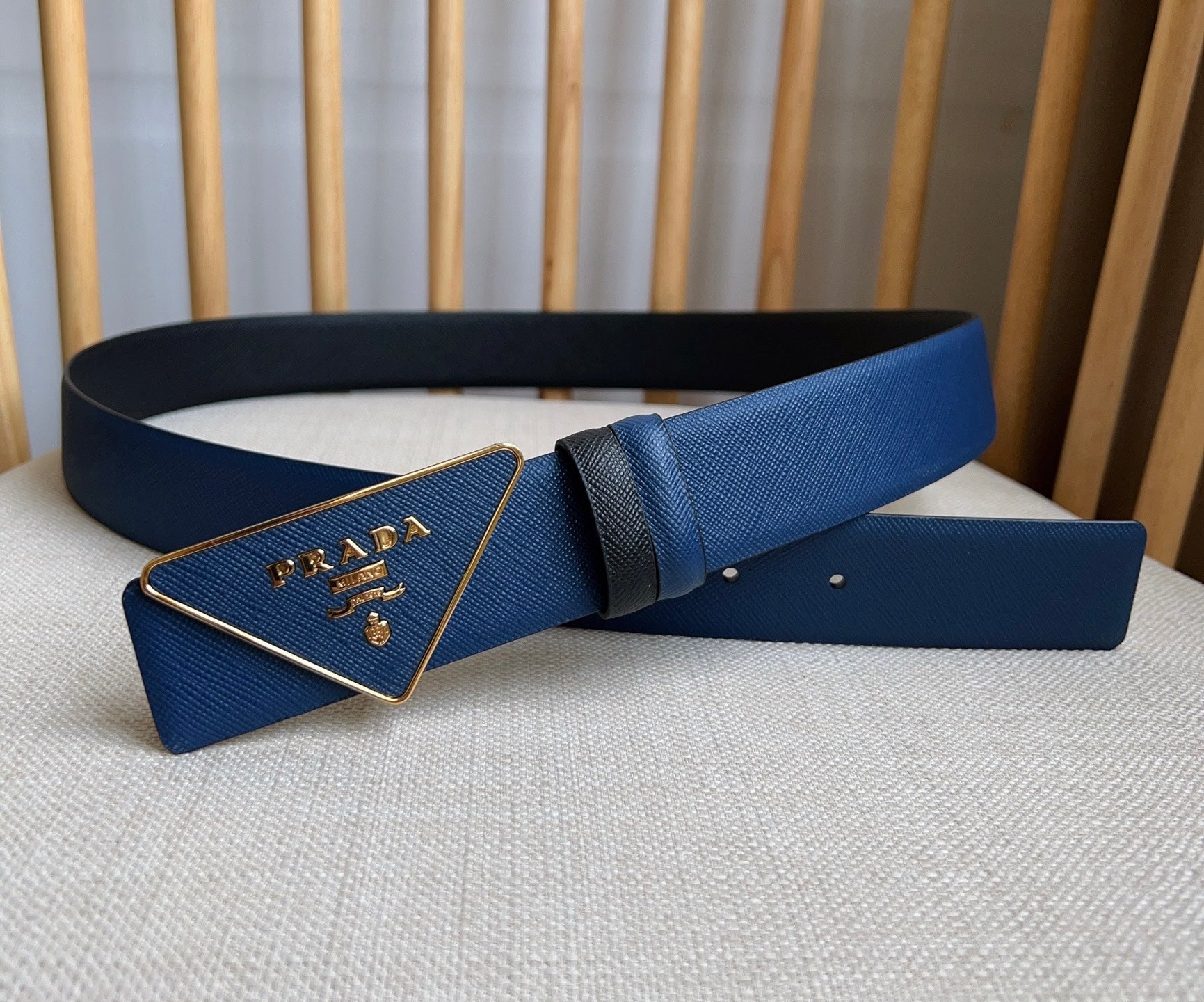 Prada Triangle Logo Buckle Belt