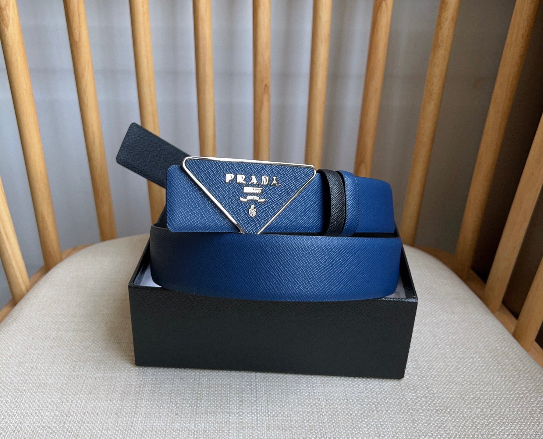 Prada Triangle Logo Buckle Belt