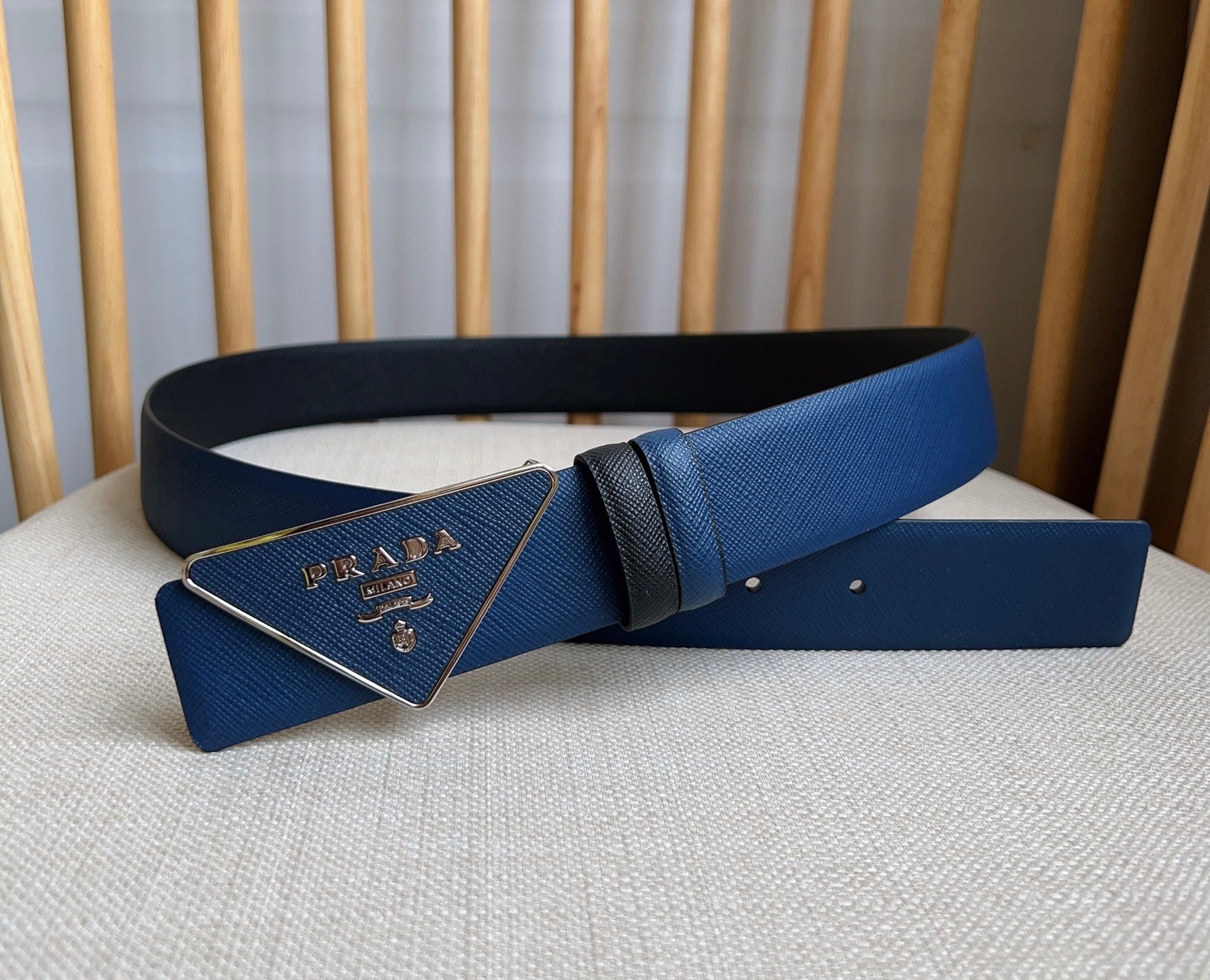 Prada Triangle Logo Buckle Belt
