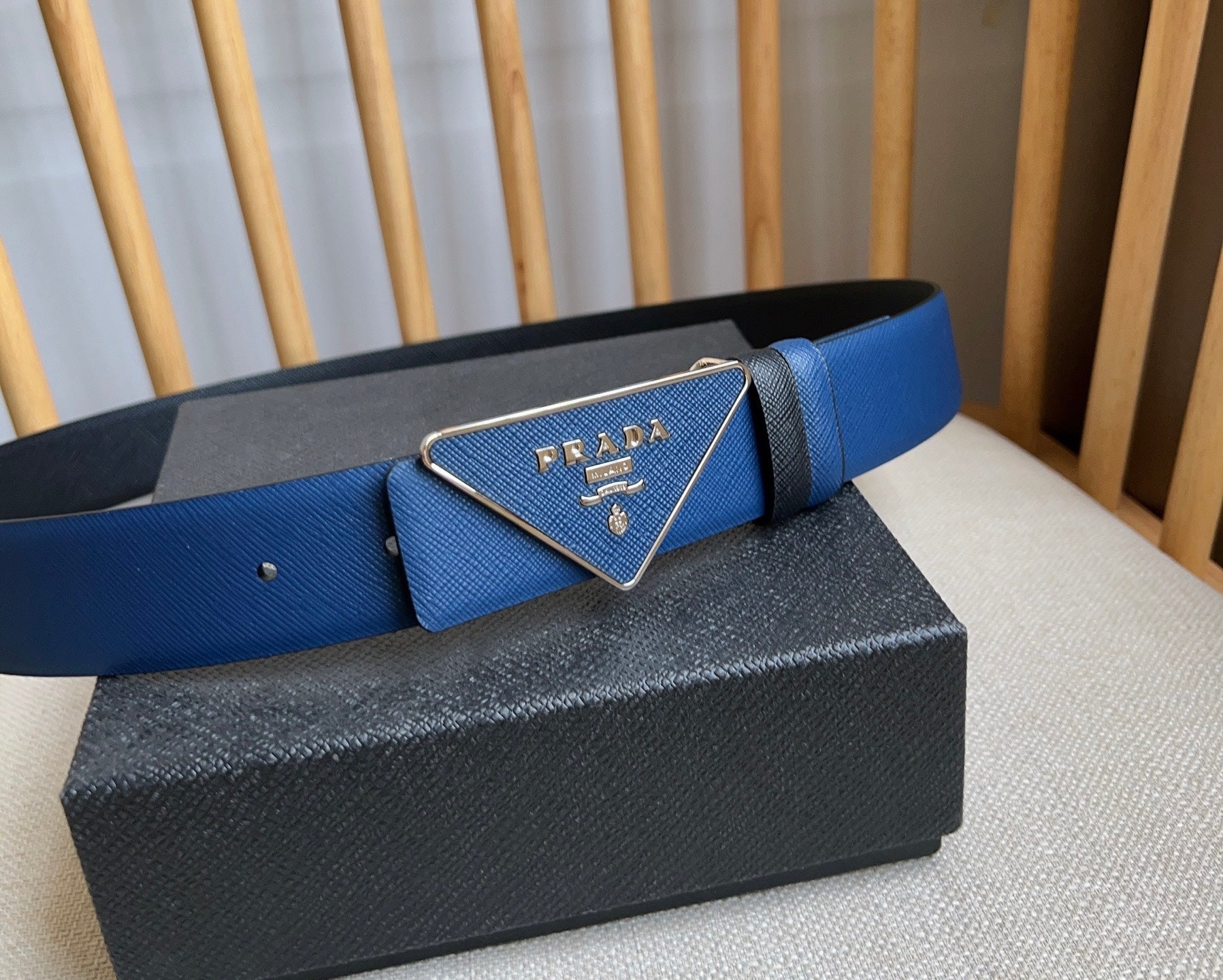 Prada Triangle Logo Buckle Belt
