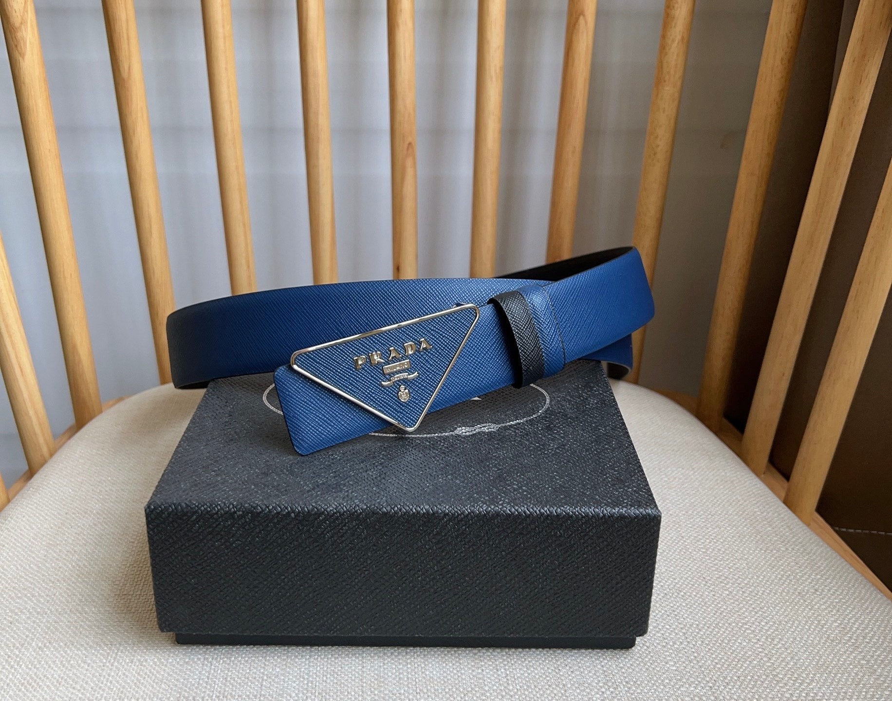 Prada Triangle Logo Buckle Belt