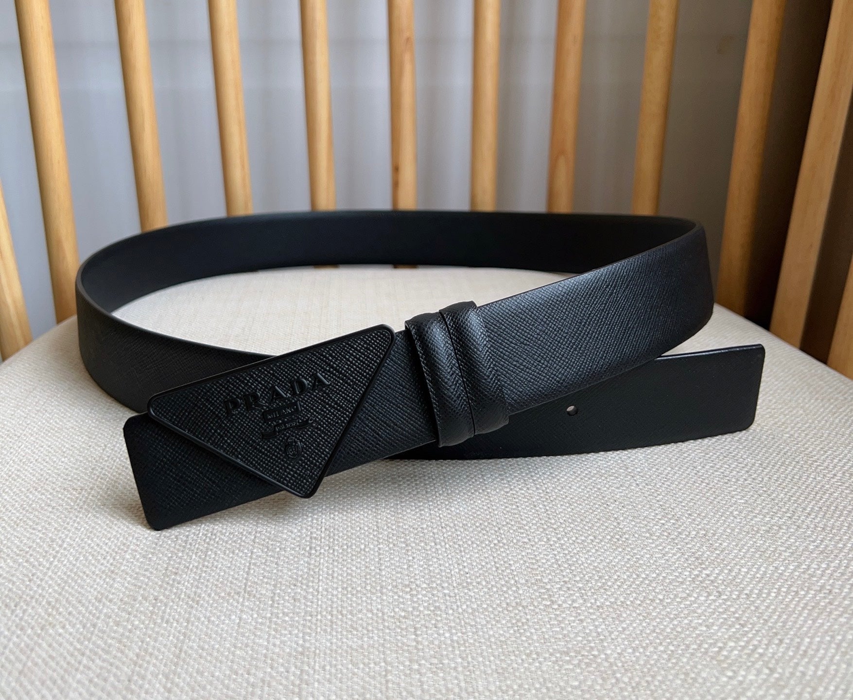 Prada Triangle Logo Buckle Belt
