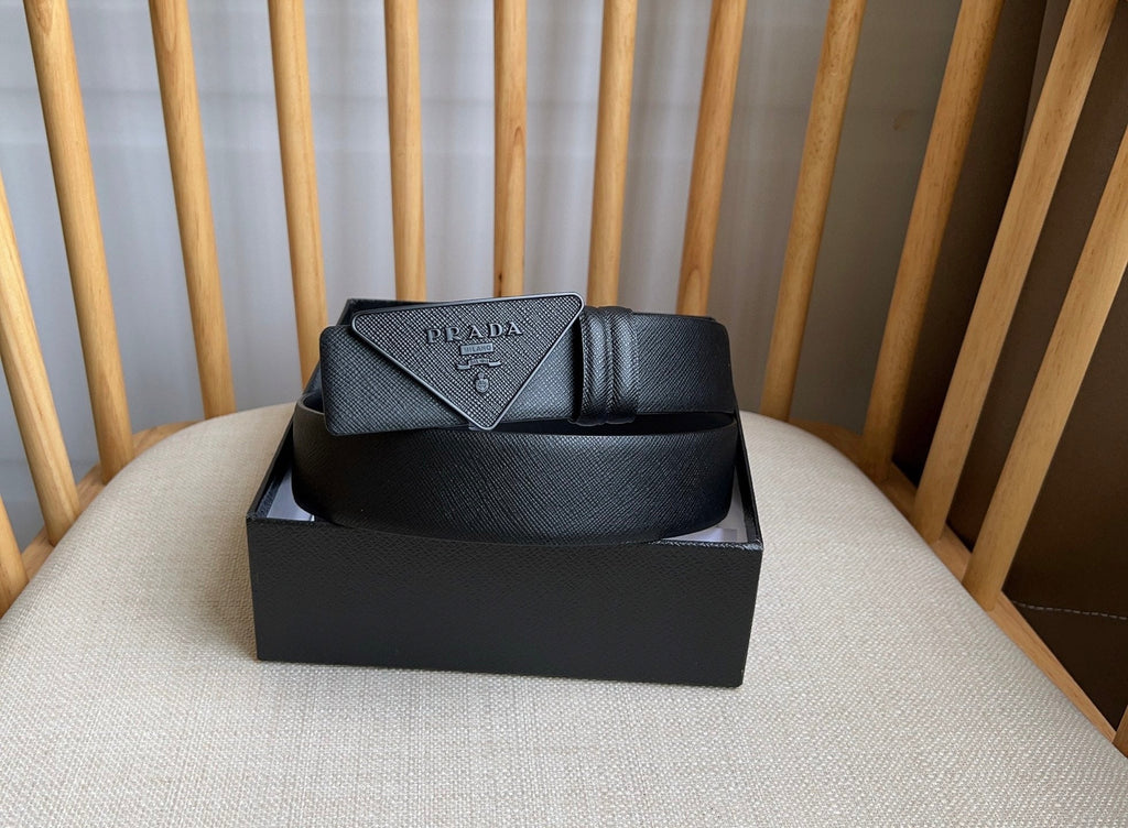 Prada Triangle Logo Buckle Belt
