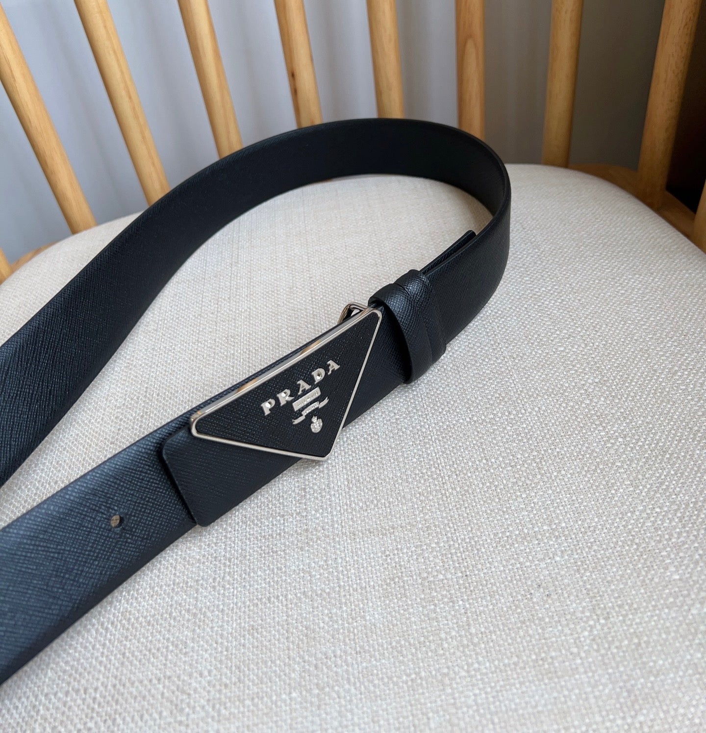Prada Triangle Logo Buckle Belt