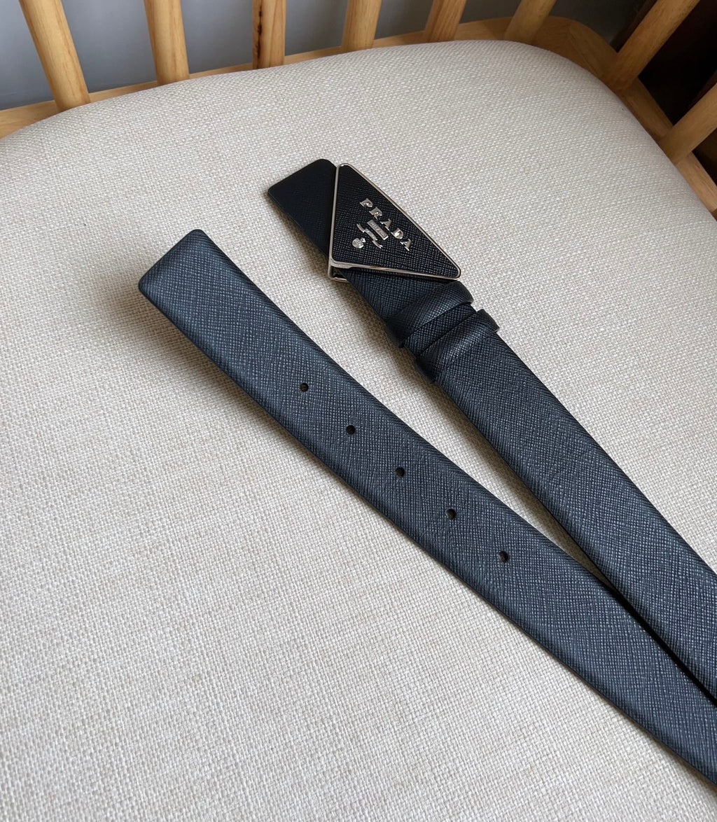Prada Triangle Logo Buckle Belt