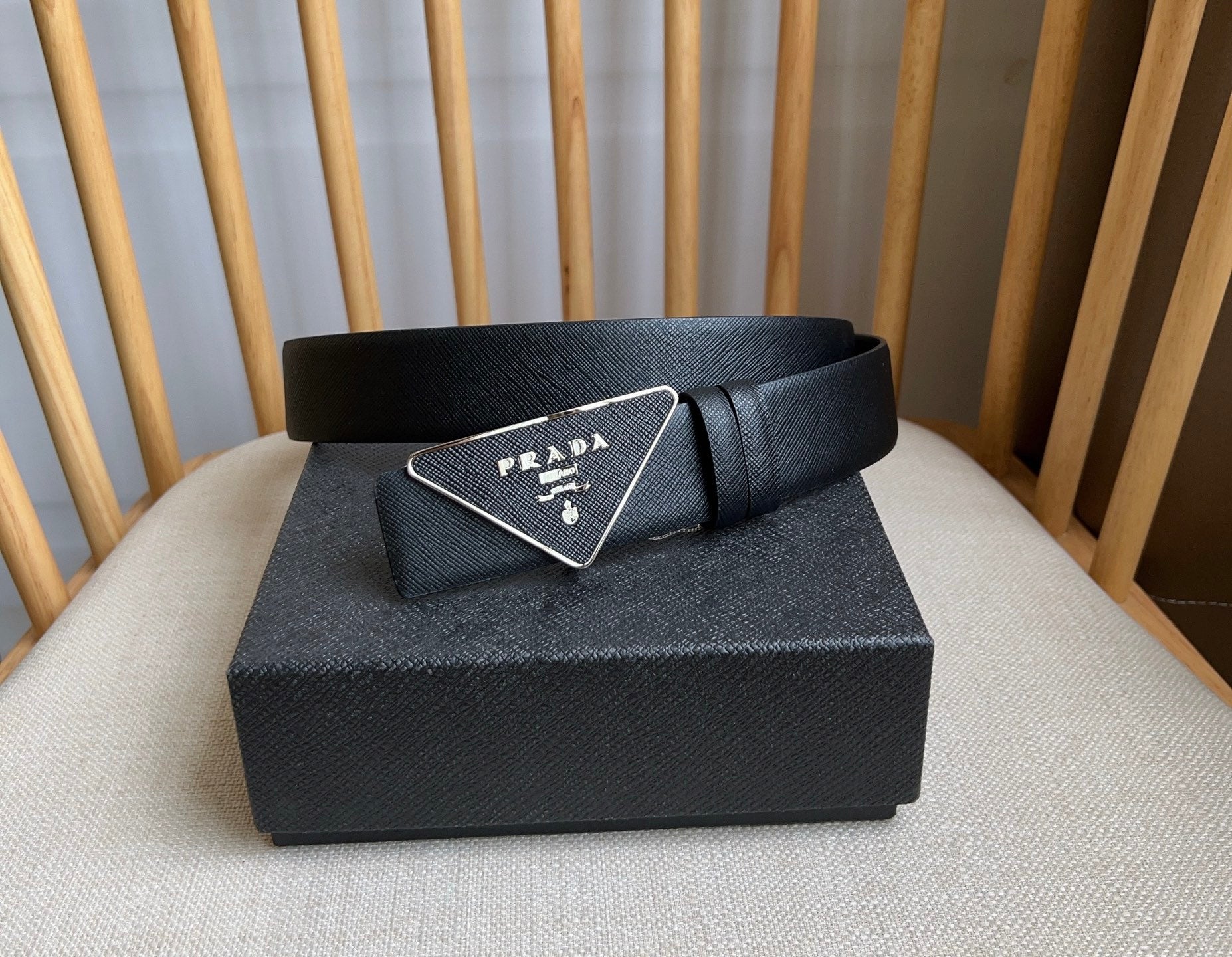 Prada Triangle Logo Buckle Belt