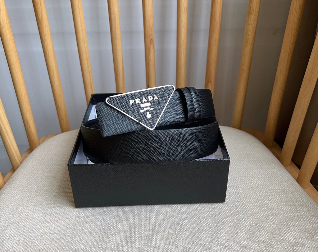 Prada Triangle Logo Buckle Belt
