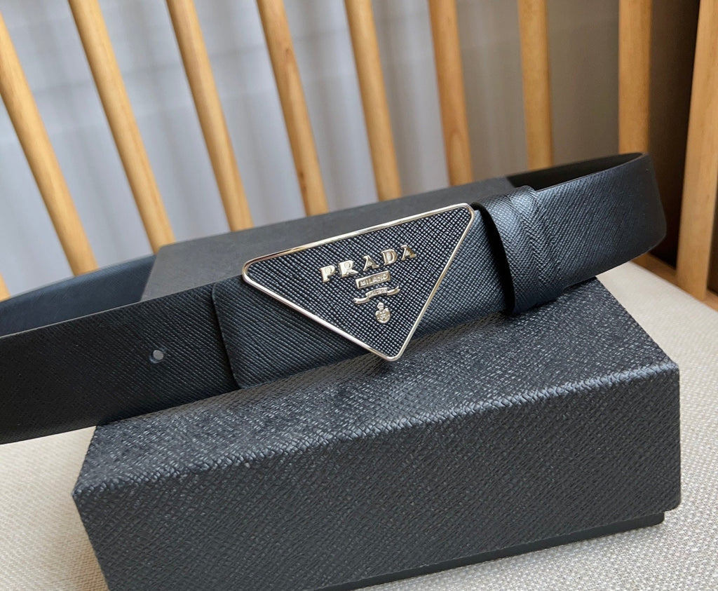 Prada Triangle Logo Buckle Belt
