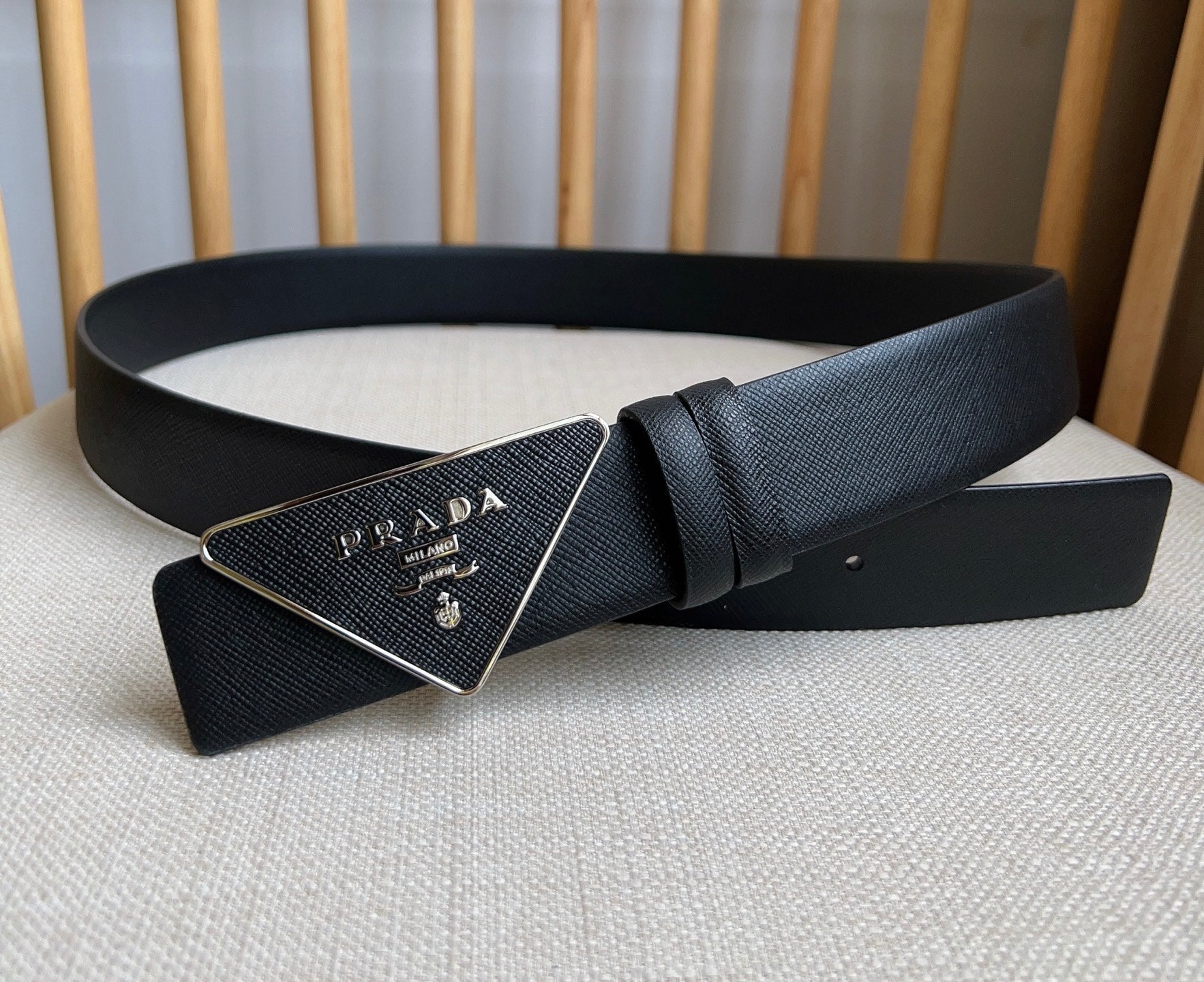 Prada Triangle Logo Buckle Belt