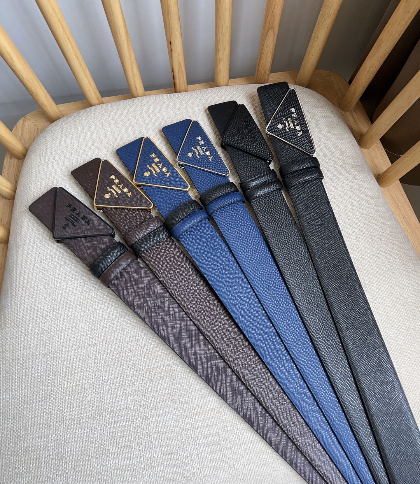 Prada Triangle Logo Buckle Belt