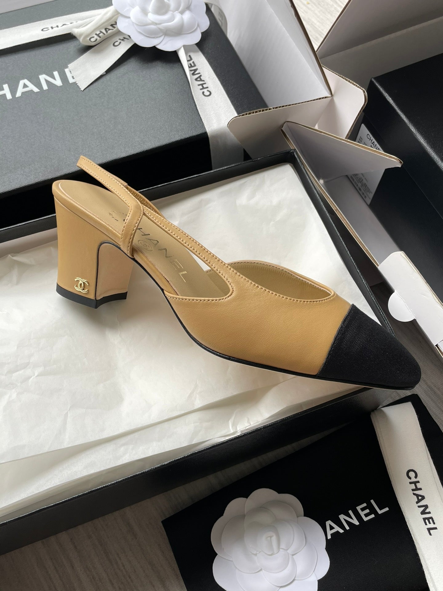 Chanel Lambskin Slingback Sandals
