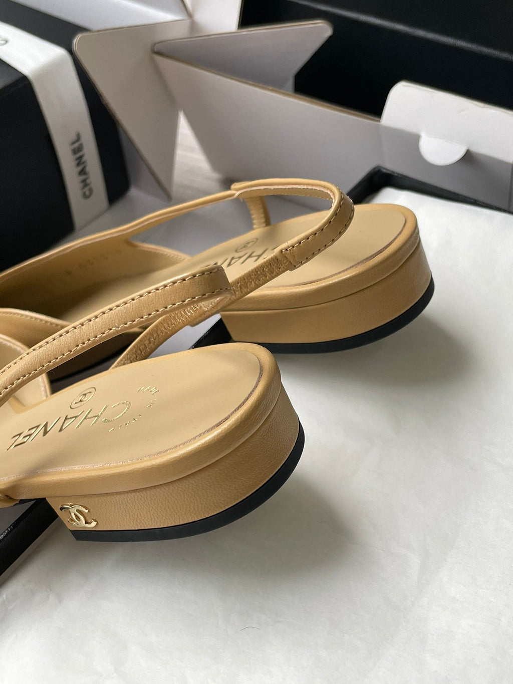 Chanel Lambskin Slingback Sandals