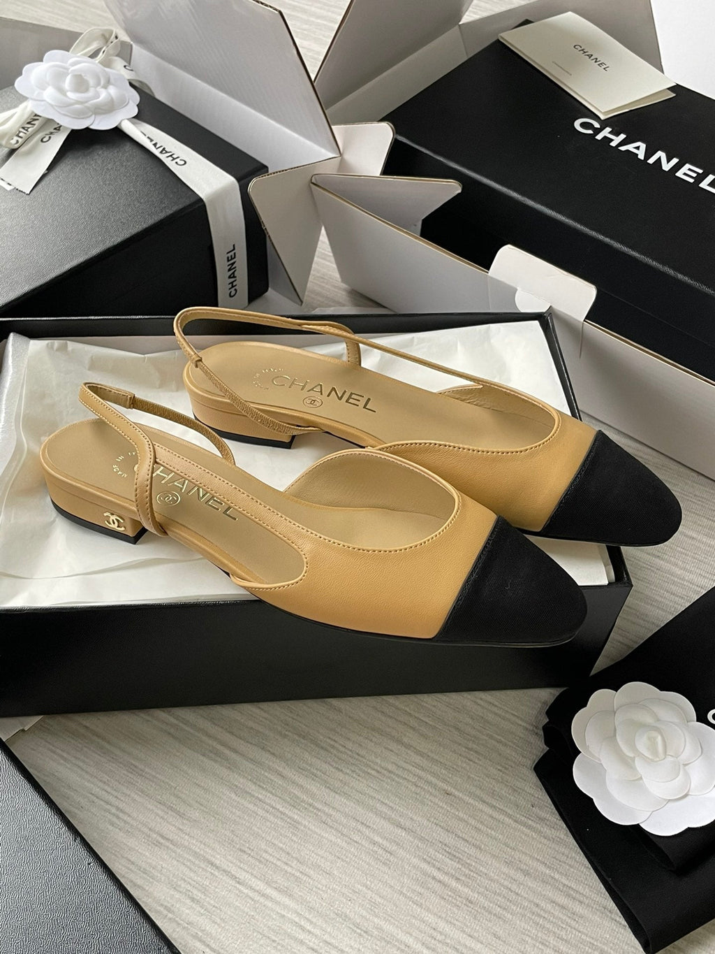 Chanel Lambskin Slingback Sandals