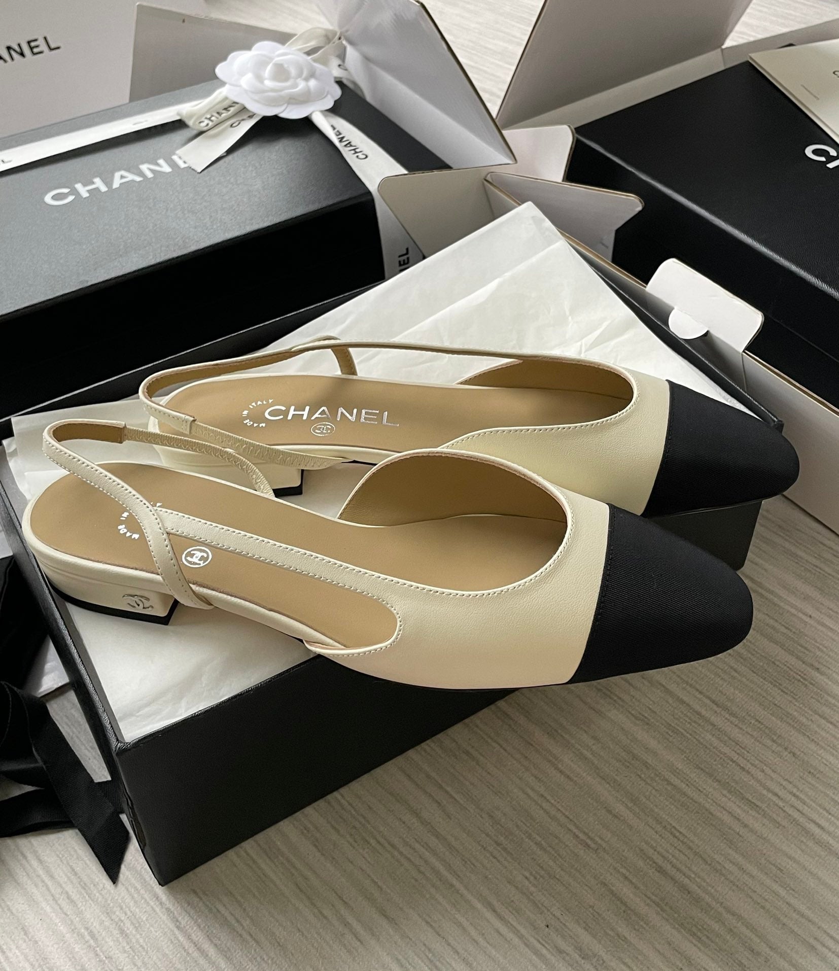 Chanel Lambskin Slingback Sandals