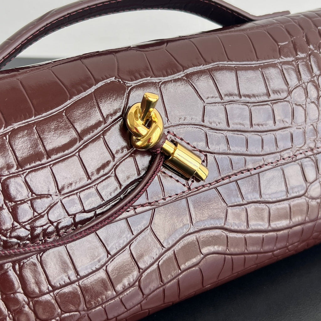 Bottega Veneta Crocodile Embossed Intrecciato Clutch
