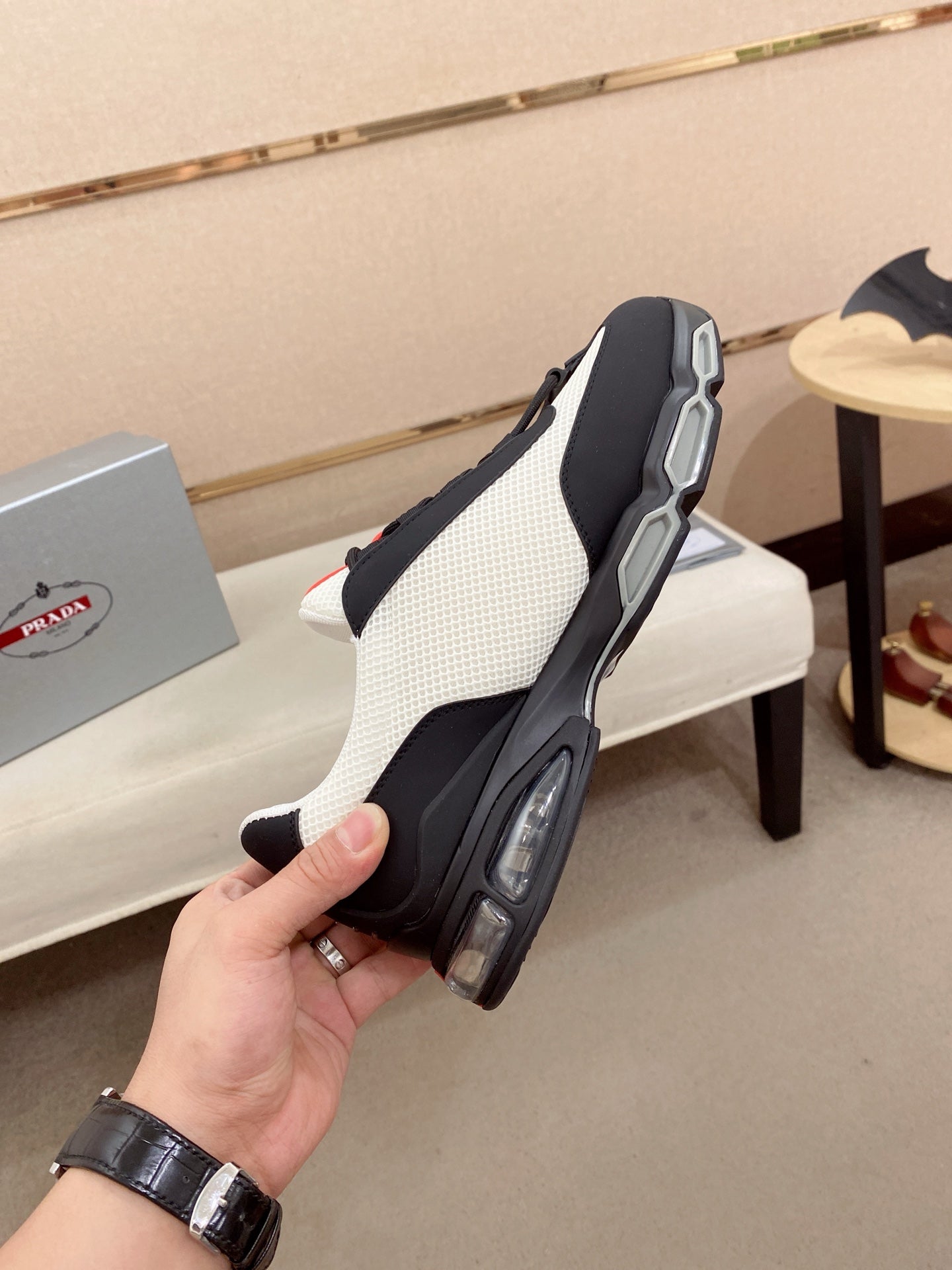 Prada Men's Leather Mesh Sneakers – New Collection
