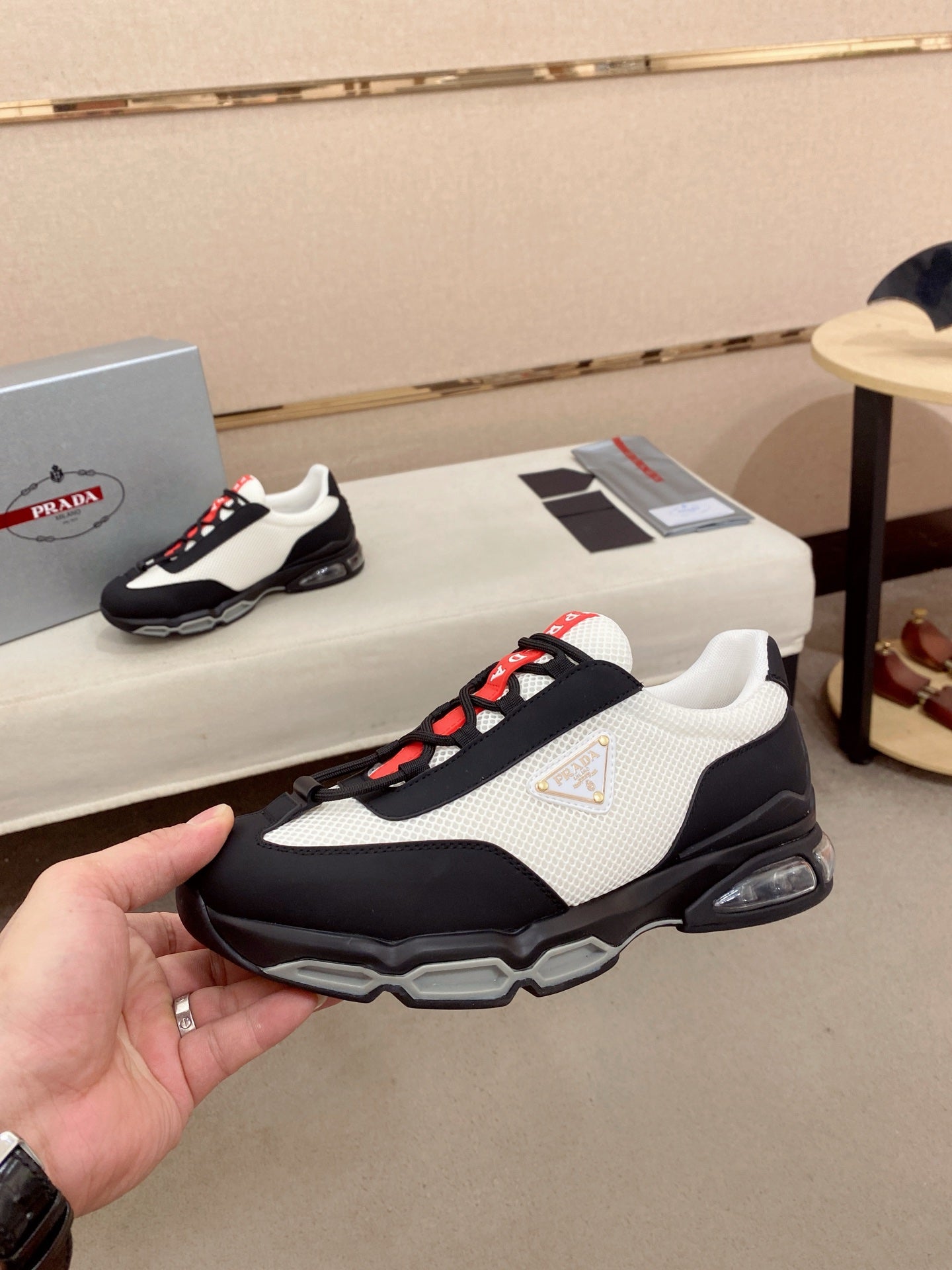 Prada Men's Leather Mesh Sneakers – New Collection