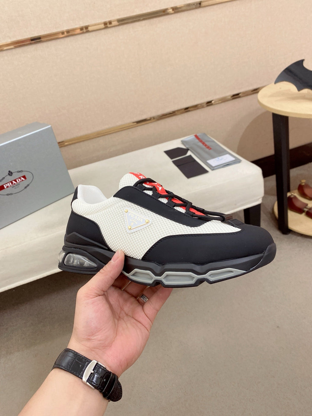 Prada Men's Leather Mesh Sneakers – New Collection