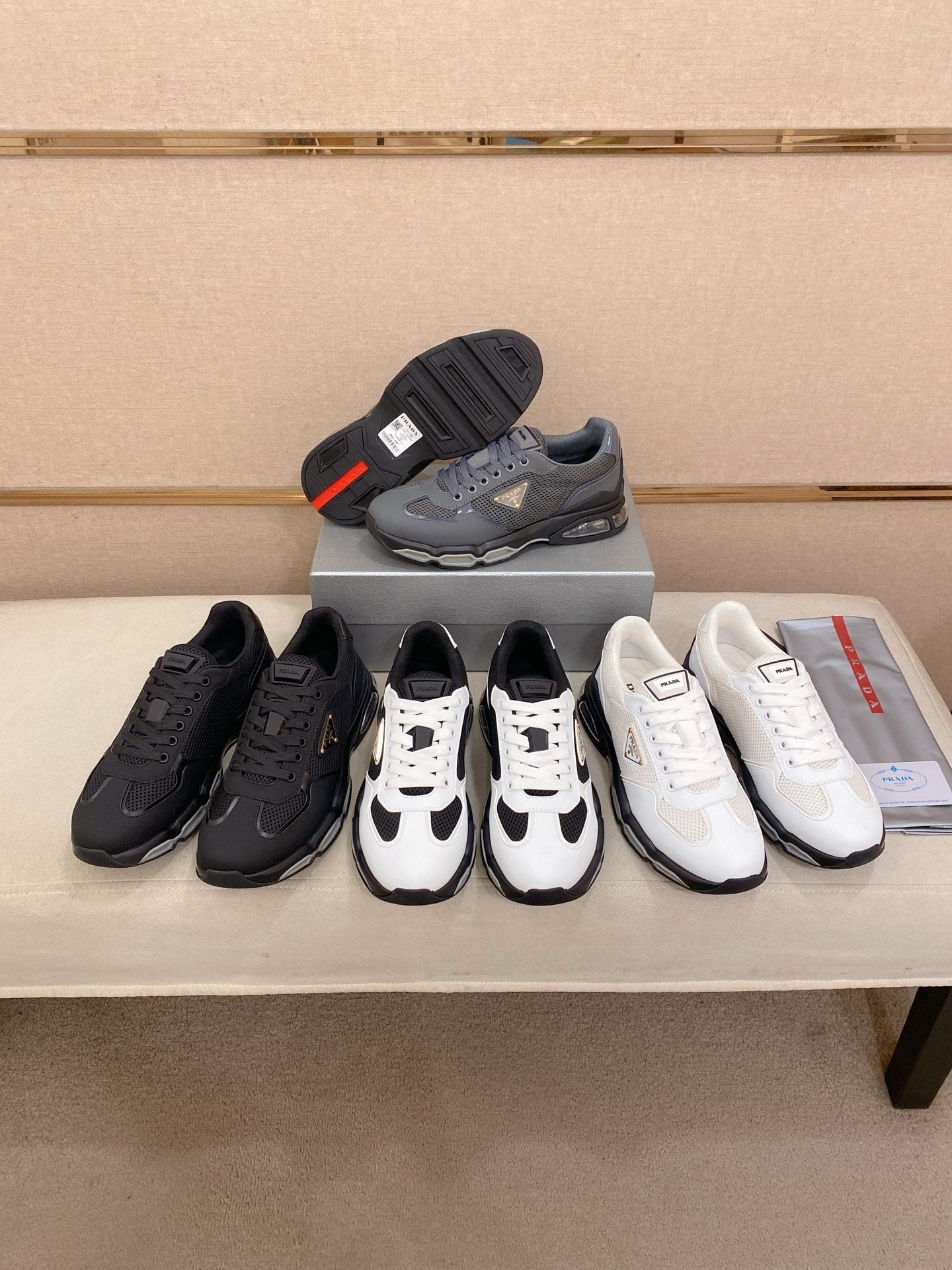 Prada Men's Leather Mesh Sneakers – New Collection