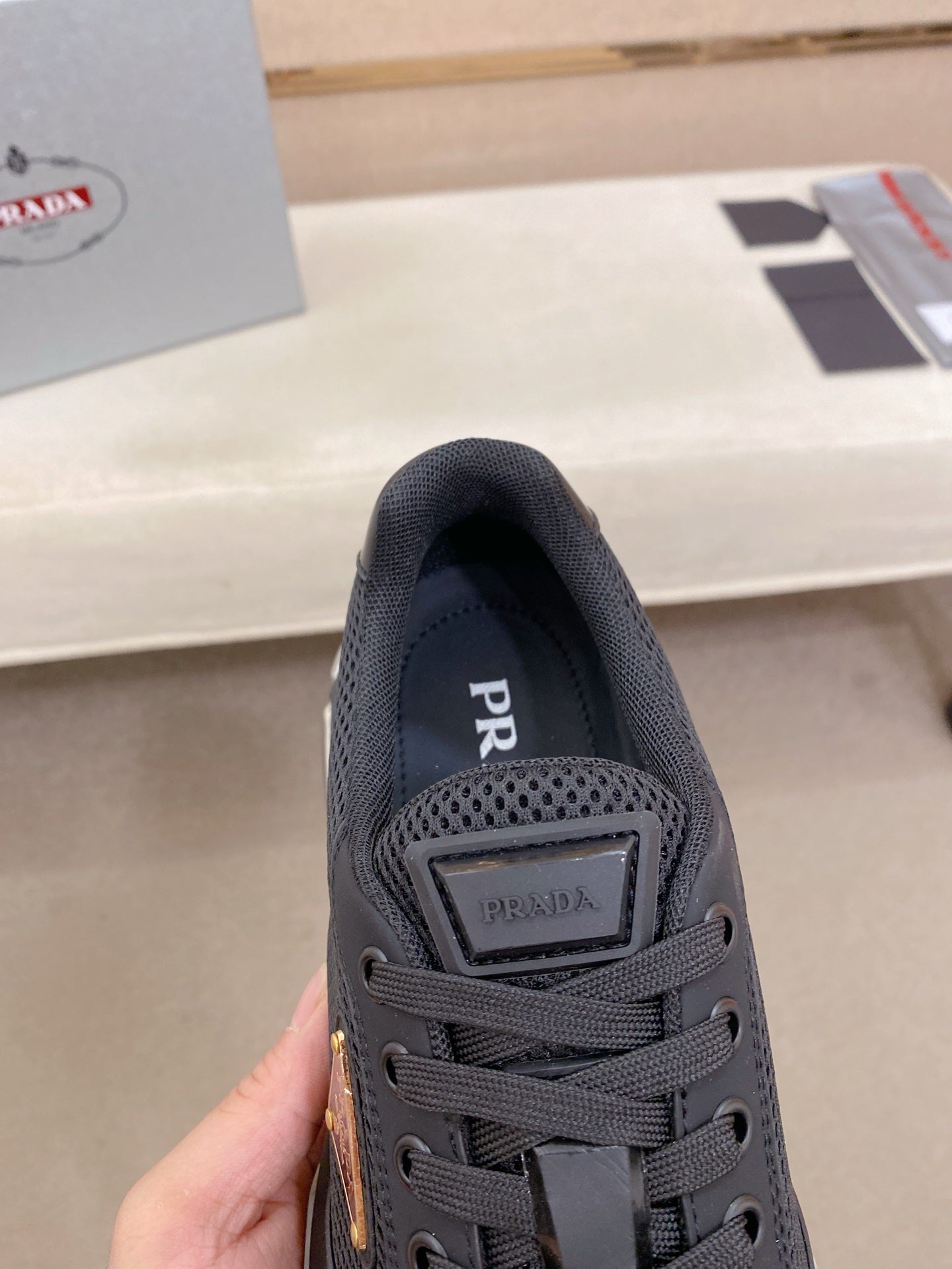 Prada Men's Leather Mesh Sneakers – New Collection