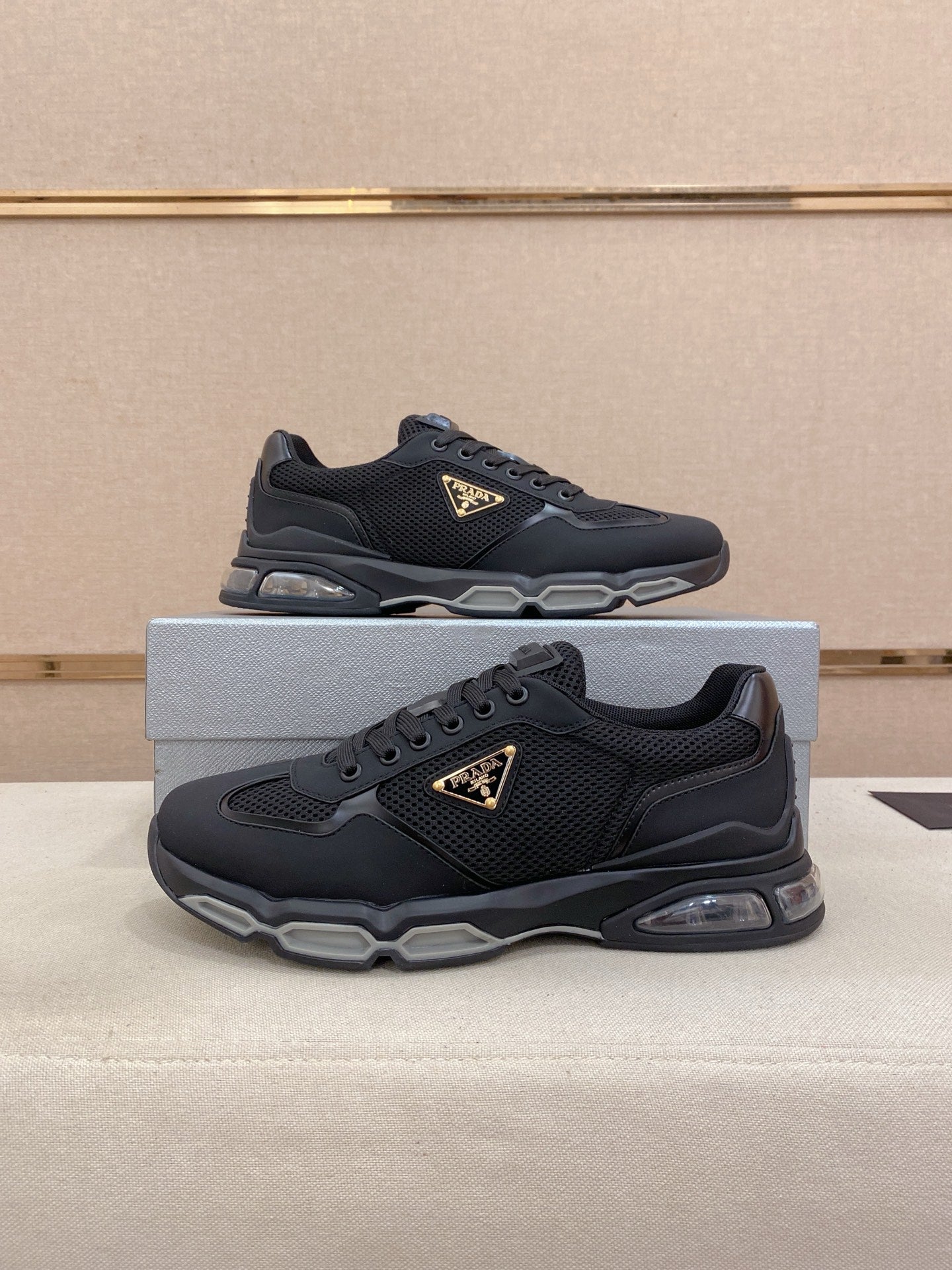 Prada Men's Leather Mesh Sneakers – New Collection