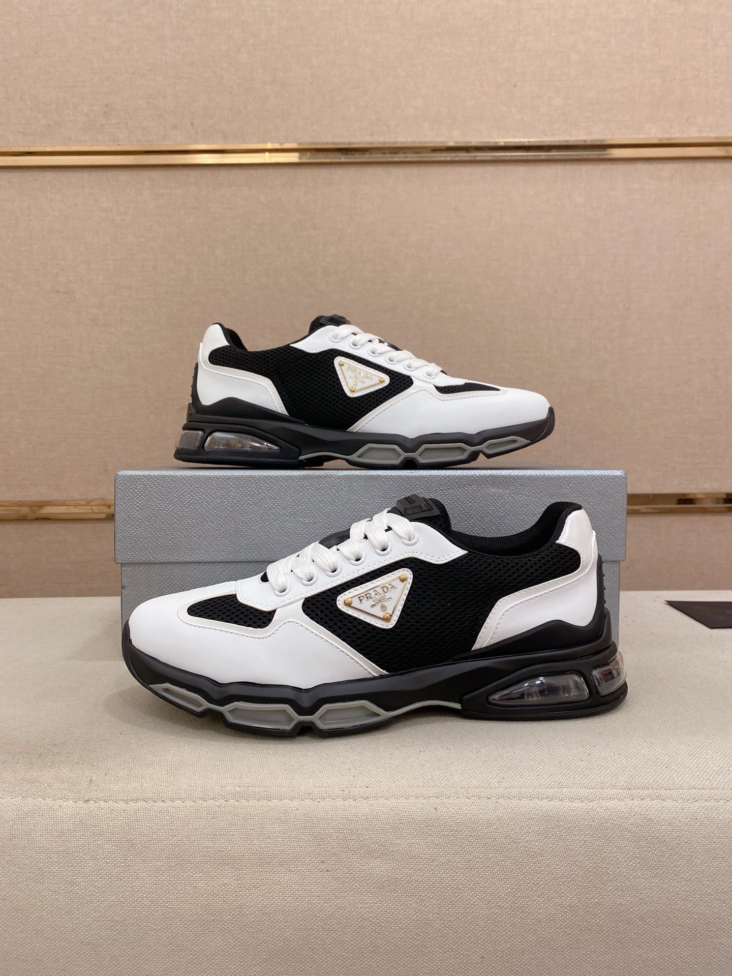 Prada Men's Leather Mesh Sneakers – New Collection