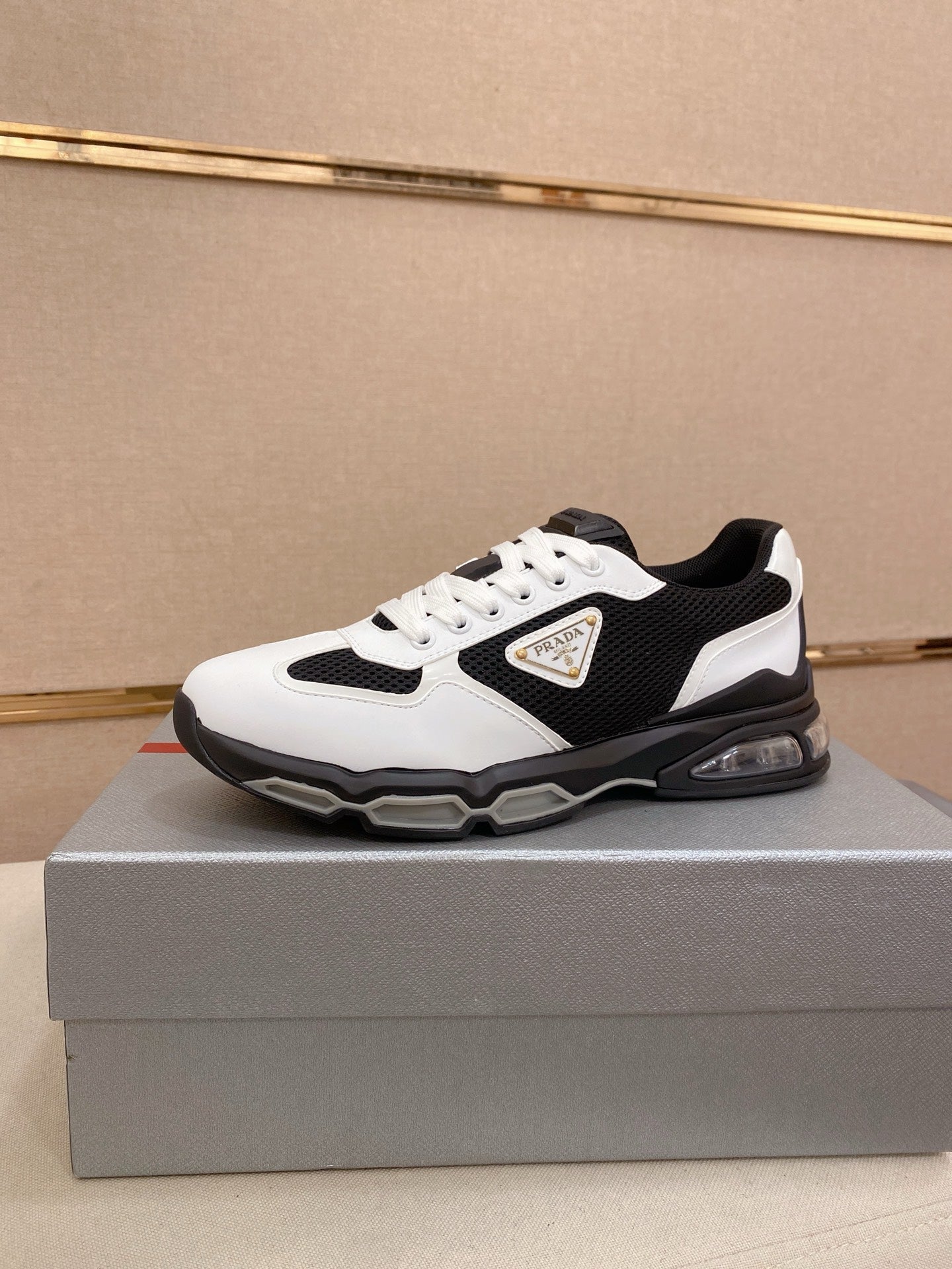 Prada Men's Leather Mesh Sneakers – New Collection