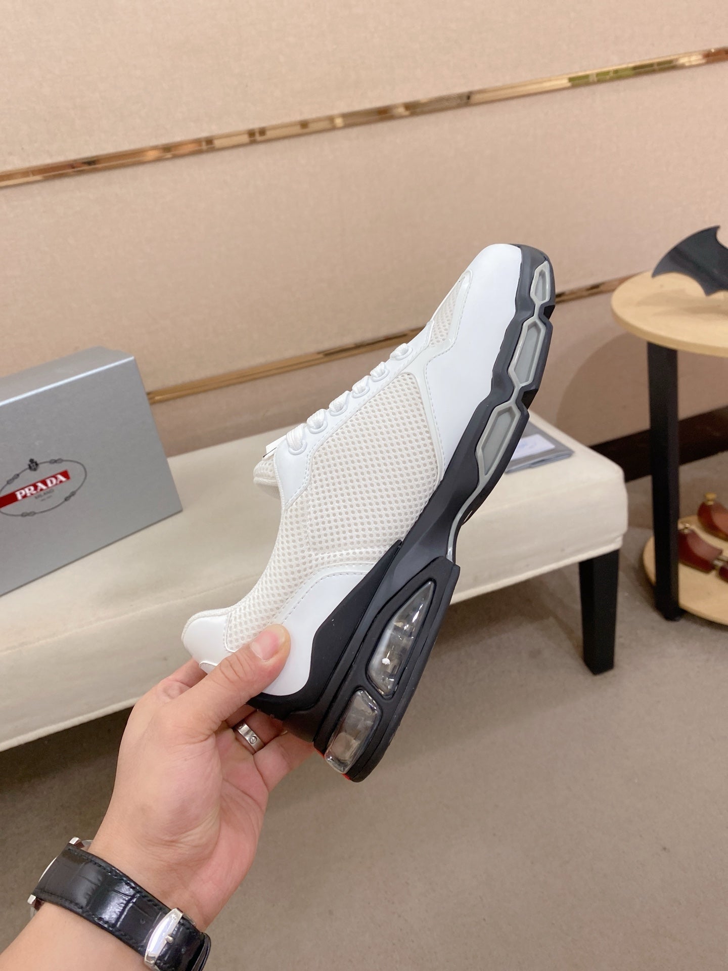 Prada Men's Leather Mesh Sneakers – New Collection