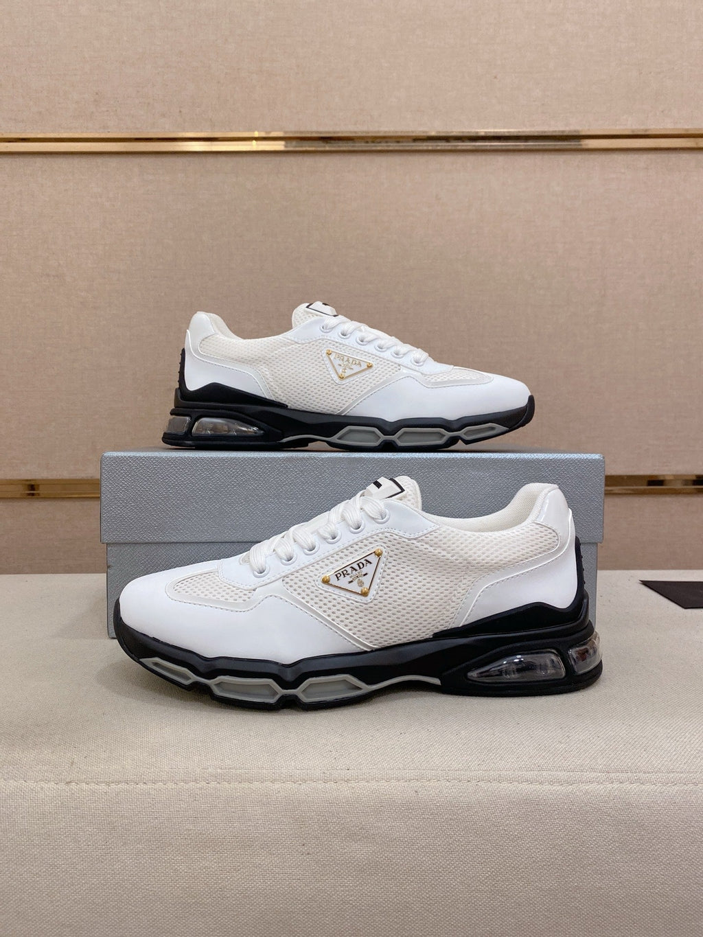 Prada Men's Leather Mesh Sneakers – New Collection