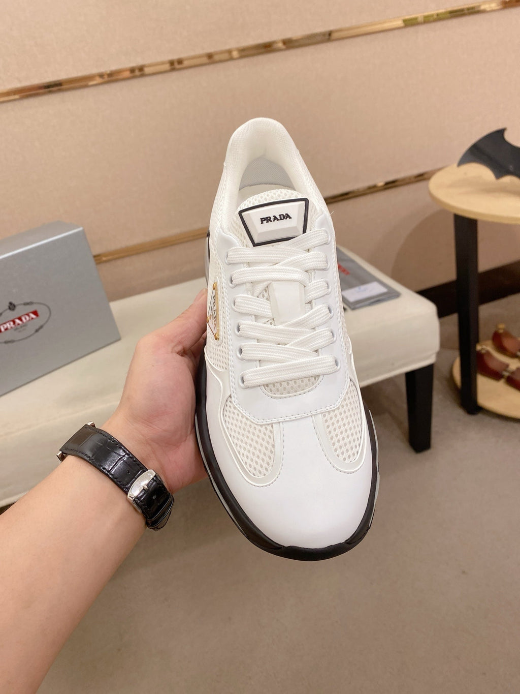 Prada Men's Leather Mesh Sneakers – New Collection