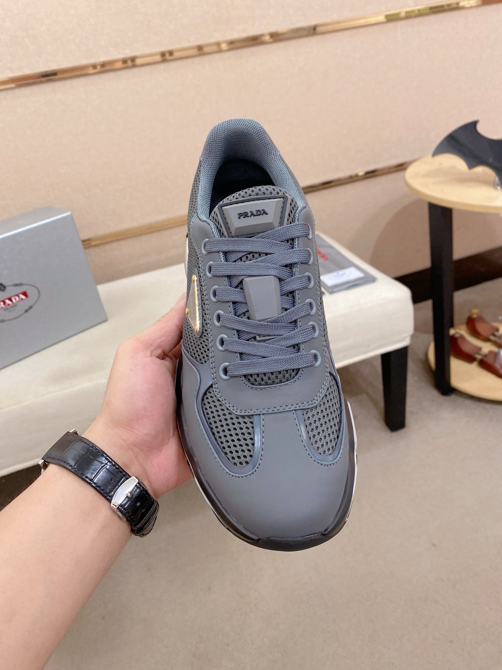 Prada Men's Leather Mesh Sneakers – New Collection