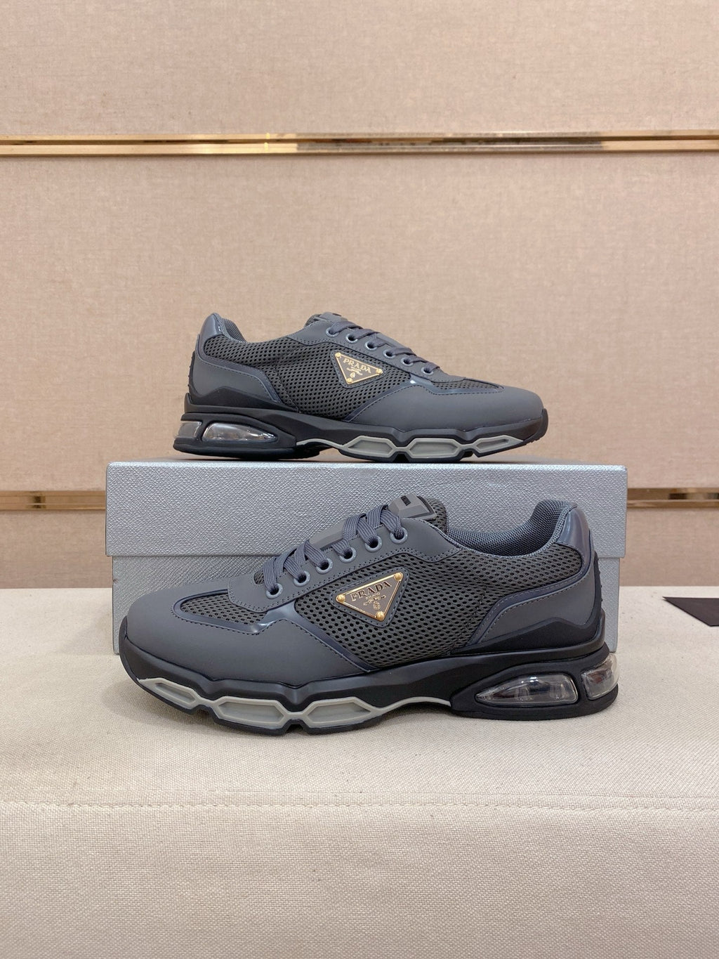 Prada Men's Leather Mesh Sneakers – New Collection
