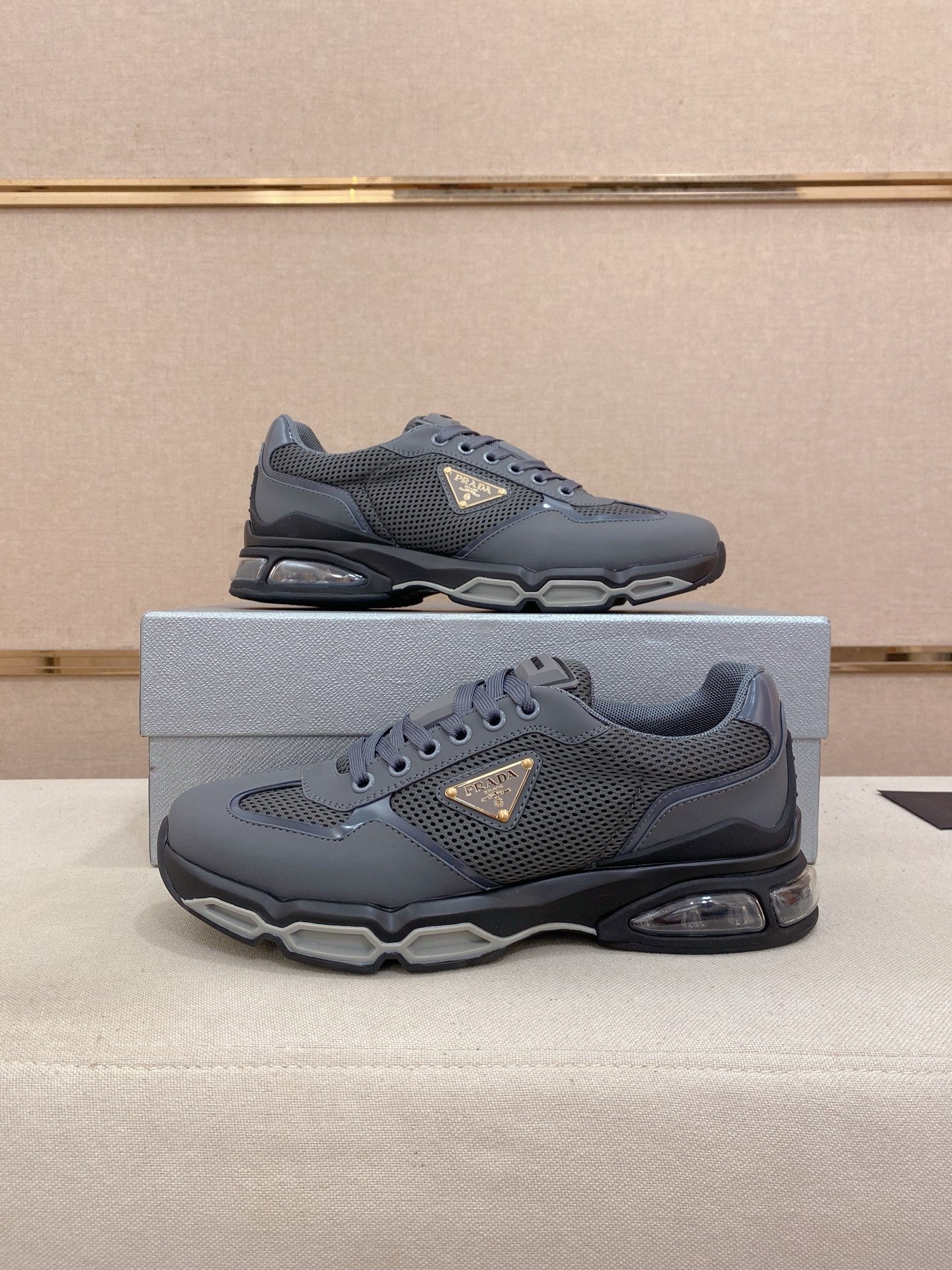 Prada Men's Leather Mesh Sneakers – New Collection