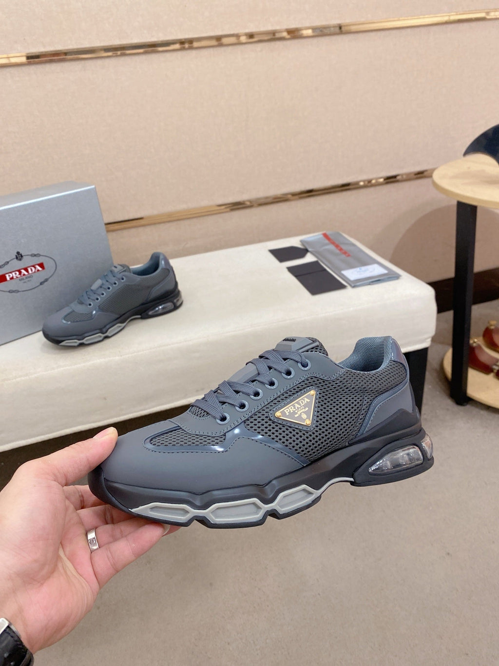 Prada Men's Leather Mesh Sneakers – New Collection