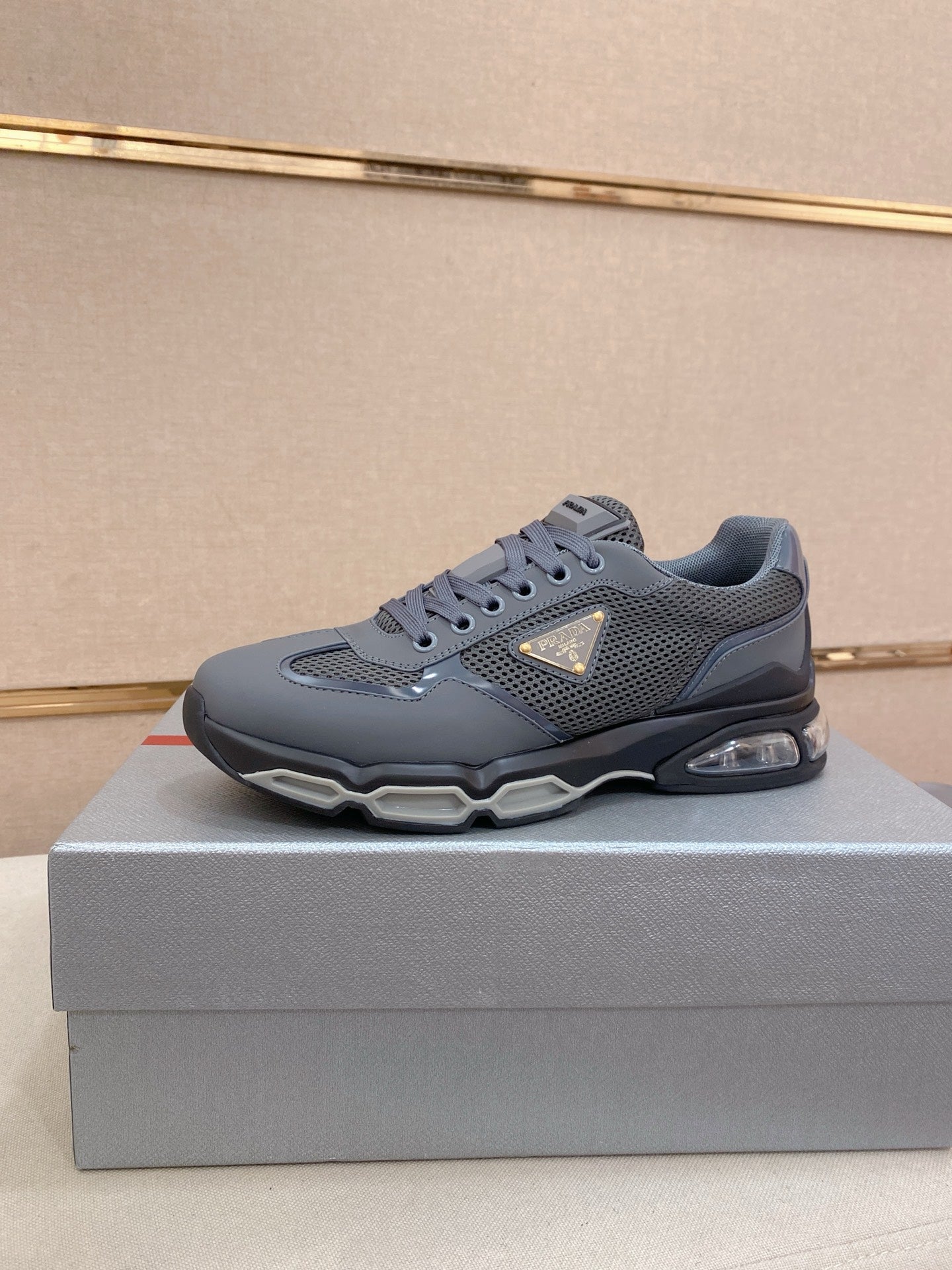 Prada Men's Leather Mesh Sneakers – New Collection