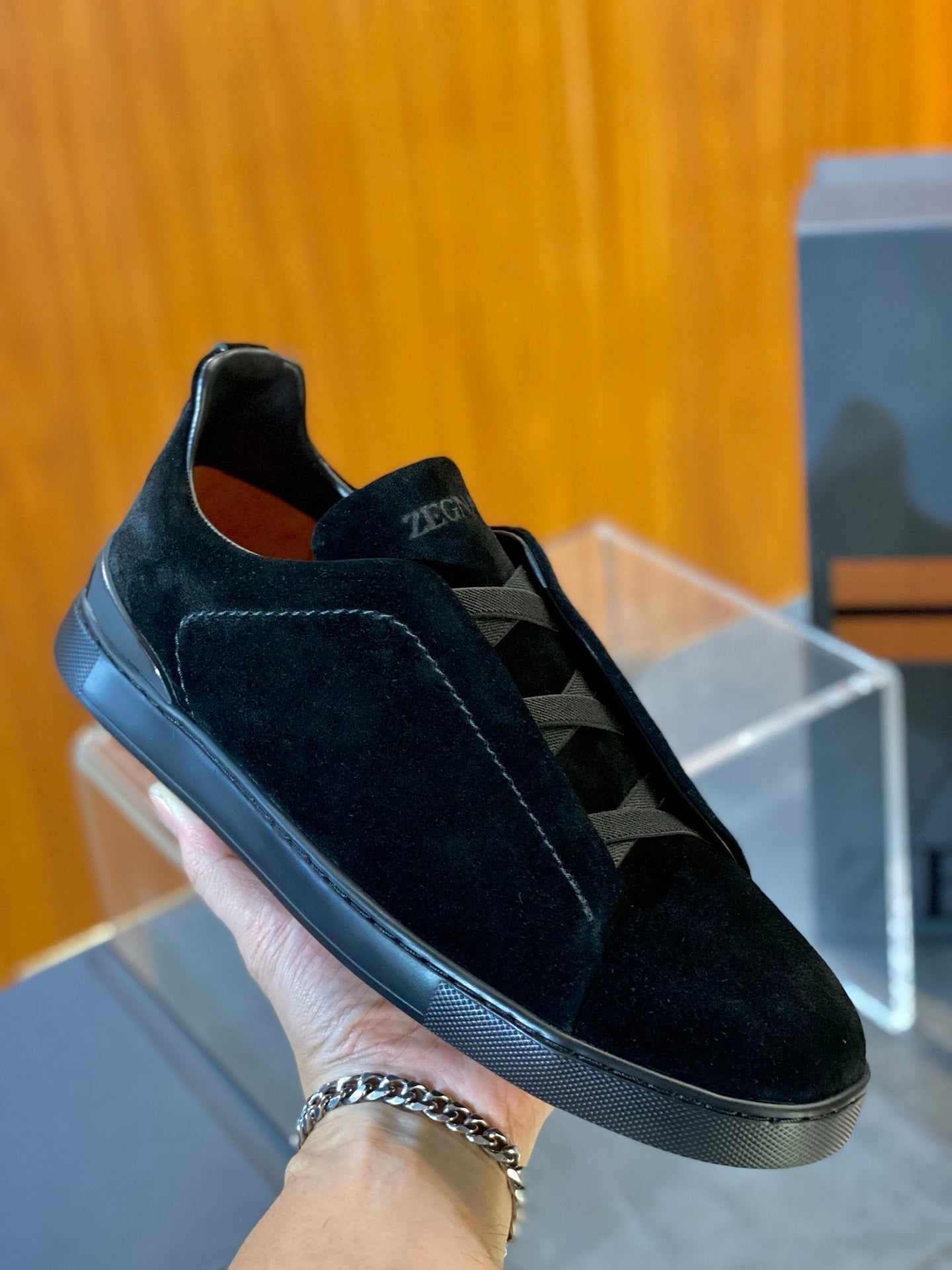 Zegna Triple Stitch Leather Sneakers