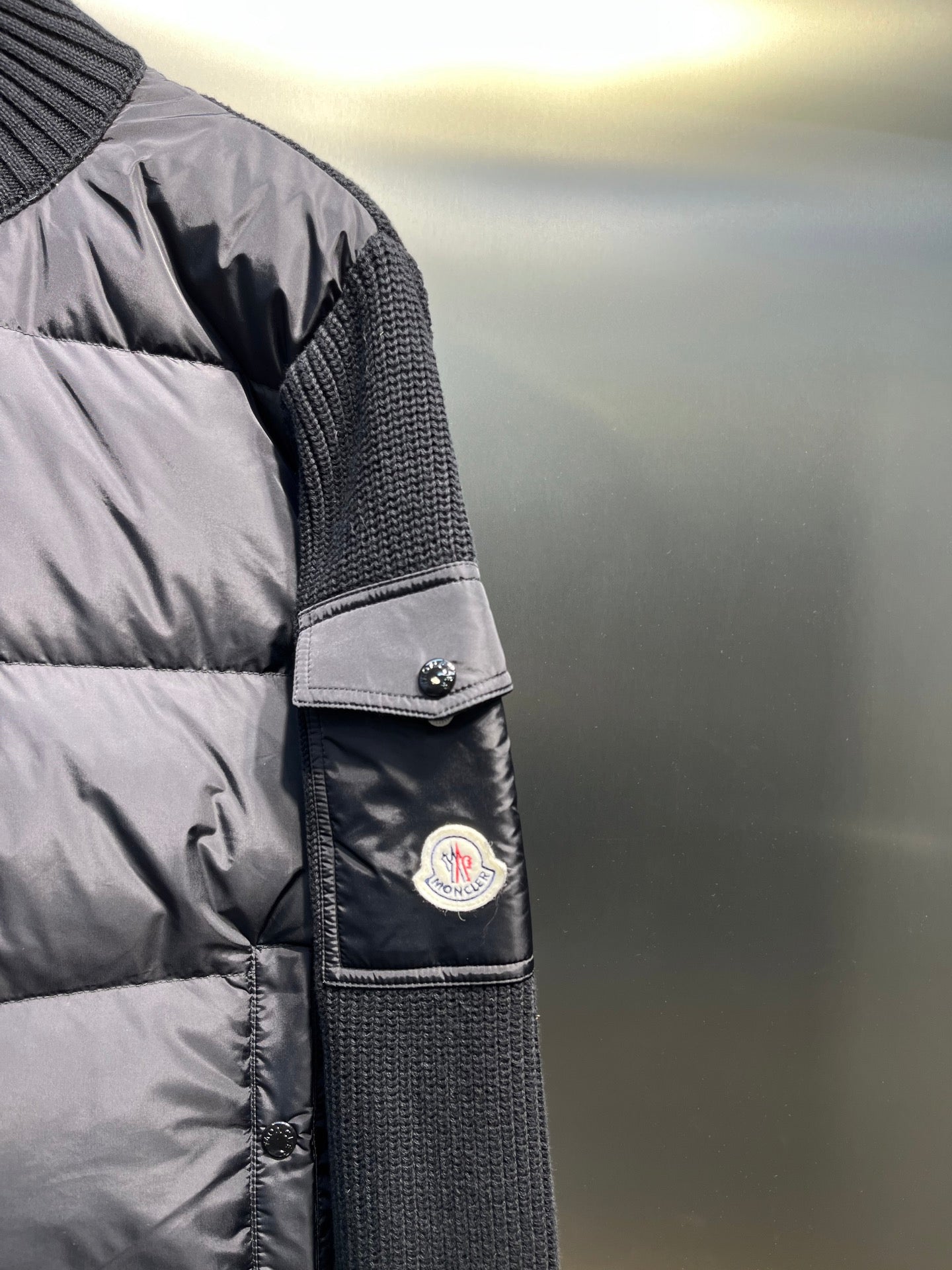 Moncler Knitted Patchwork Stand-Collar Jacket