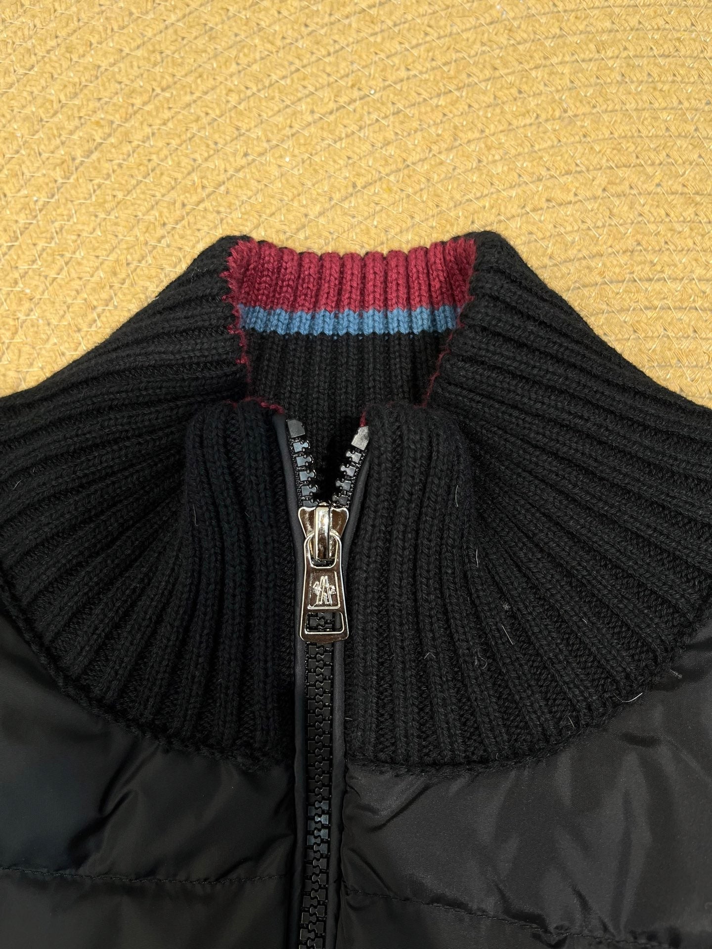 Moncler Knitted Patchwork Stand-Collar Jacket