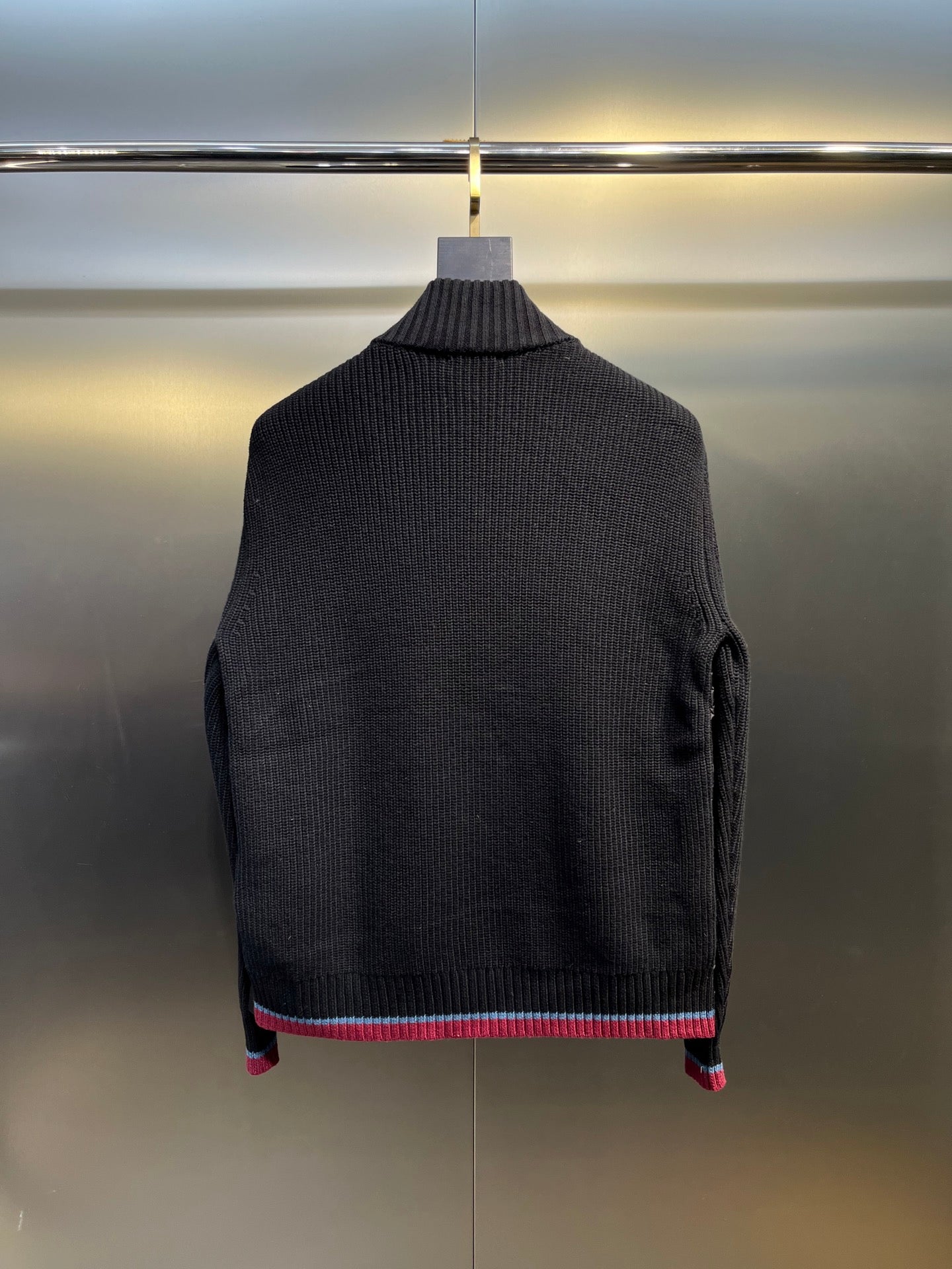 Moncler Knitted Patchwork Stand-Collar Jacket