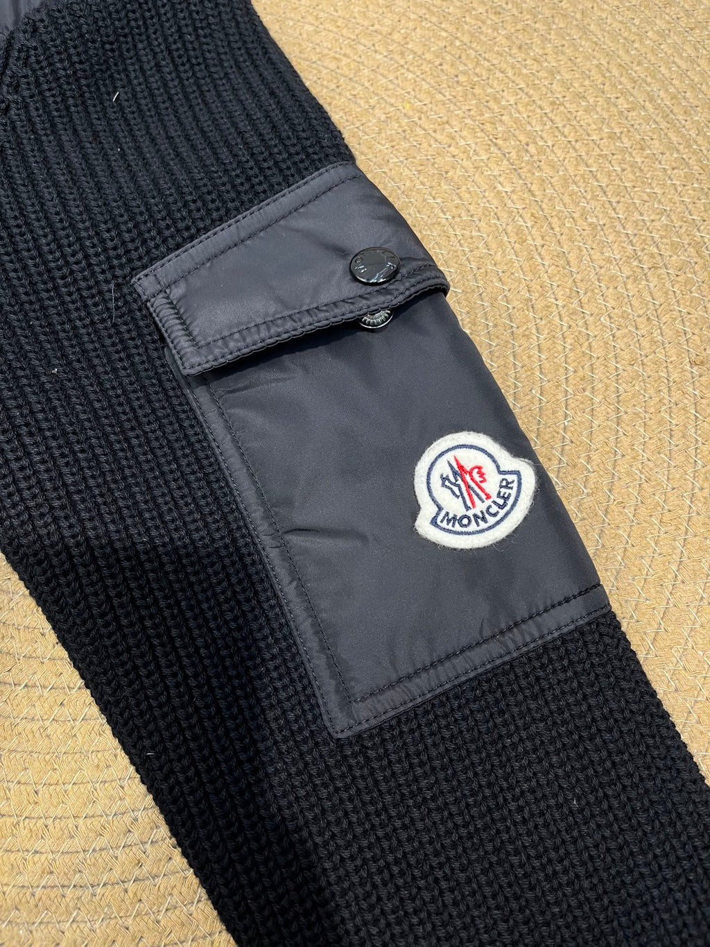 Moncler Knitted Patchwork Stand-Collar Jacket
