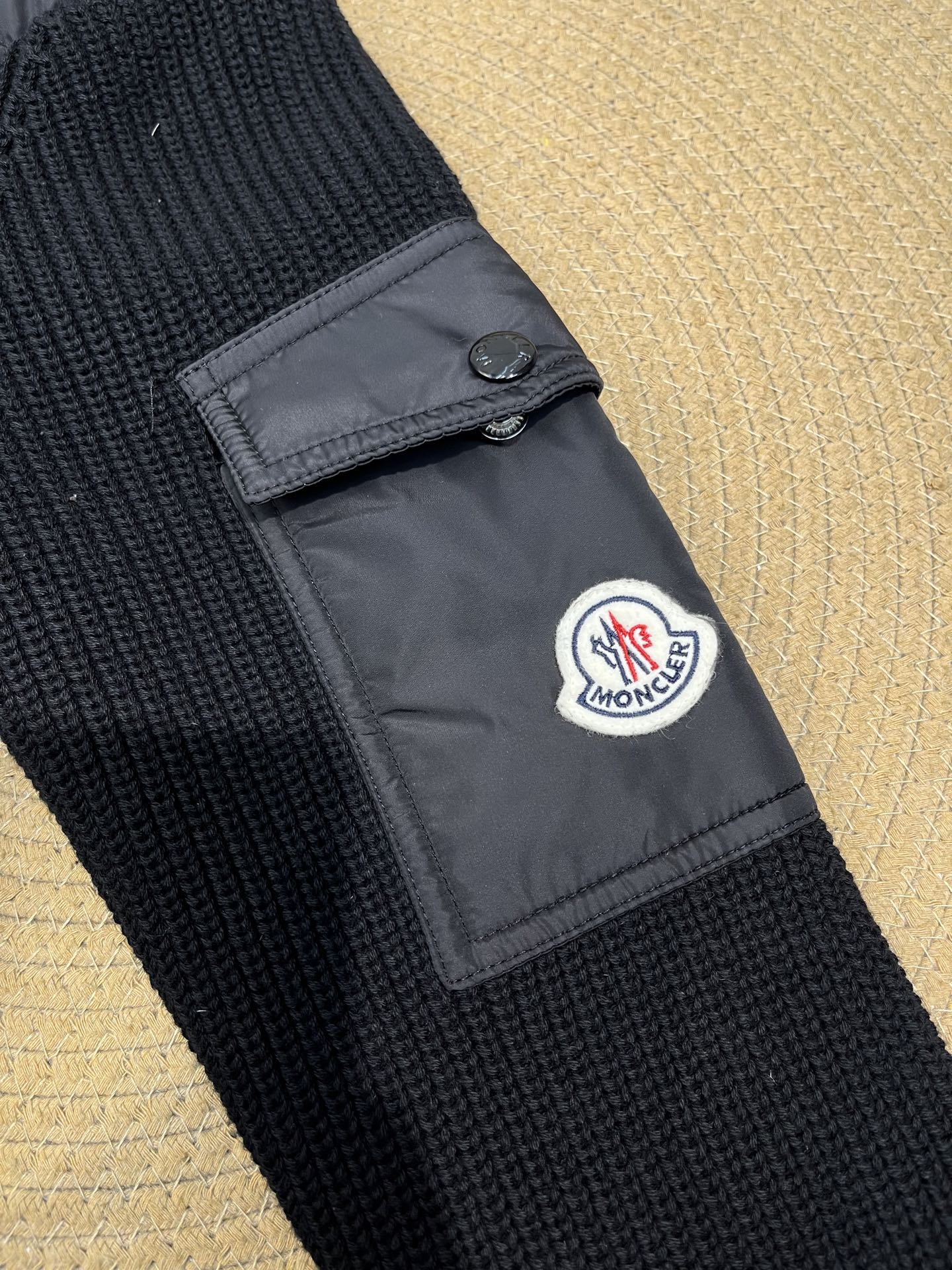 Moncler Knitted Patchwork Stand-Collar Jacket