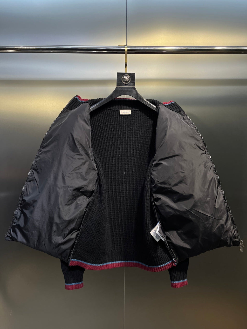 Moncler Knitted Patchwork Stand-Collar Jacket