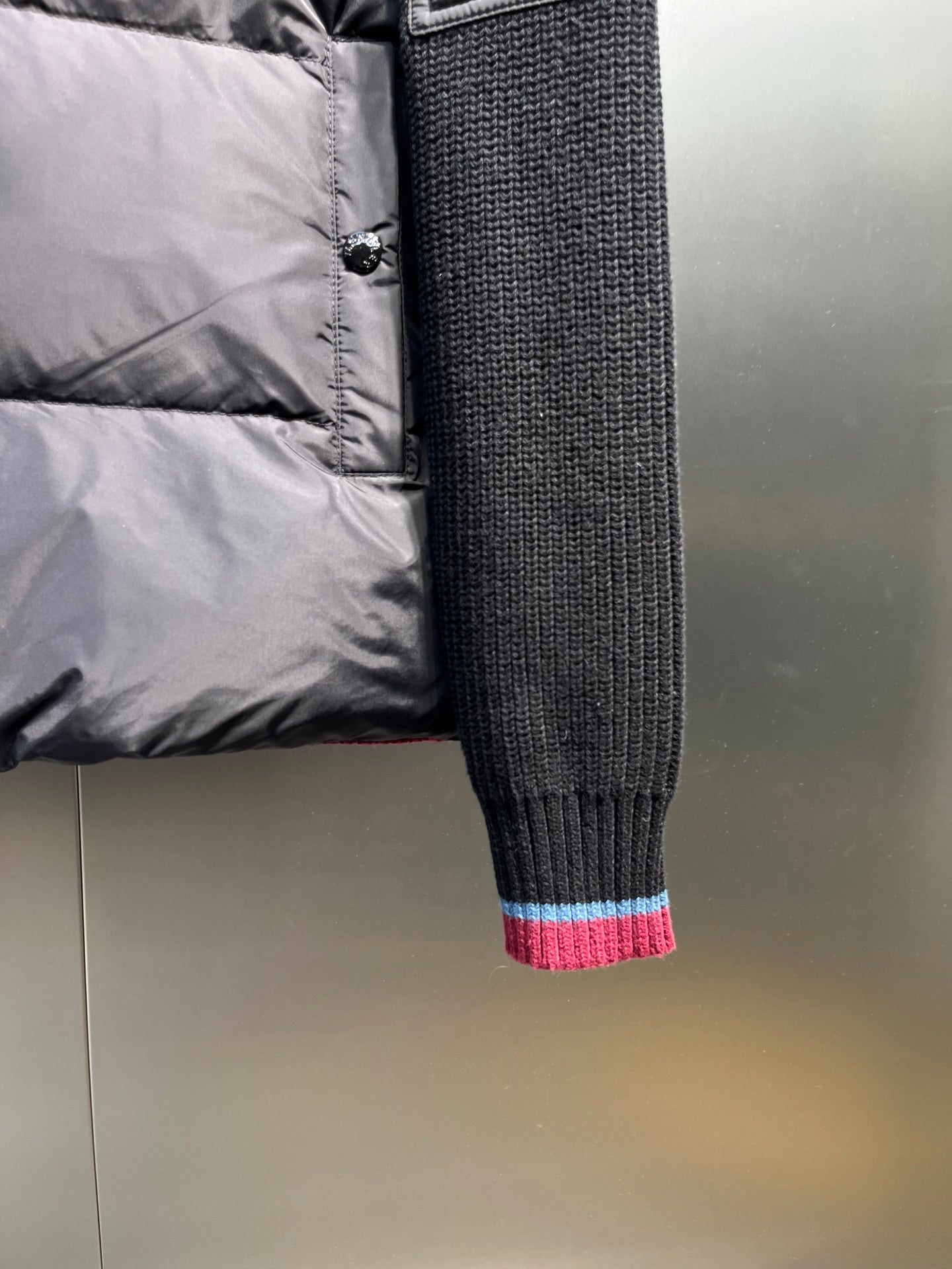Moncler Knitted Patchwork Stand-Collar Jacket